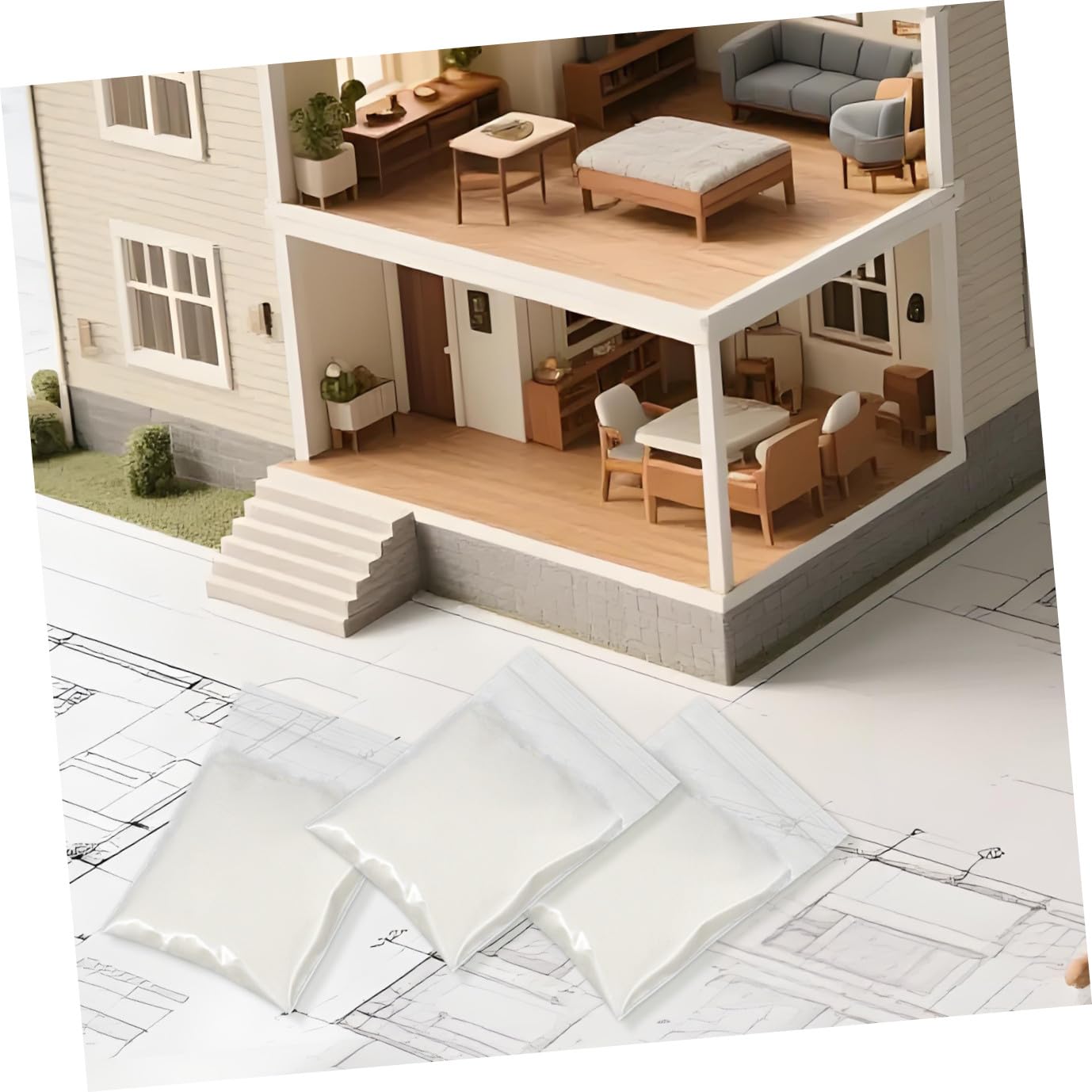 Ipetboom Ciment pour Maison de Poupée Soi-même, Briques de Construction, 20 Sachets, à Base D’amidon de Maïs, pour Maquettes et Petites Constructions