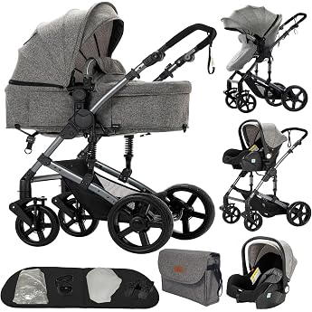 3 in 1 Pushchair Grey One Click Fold
