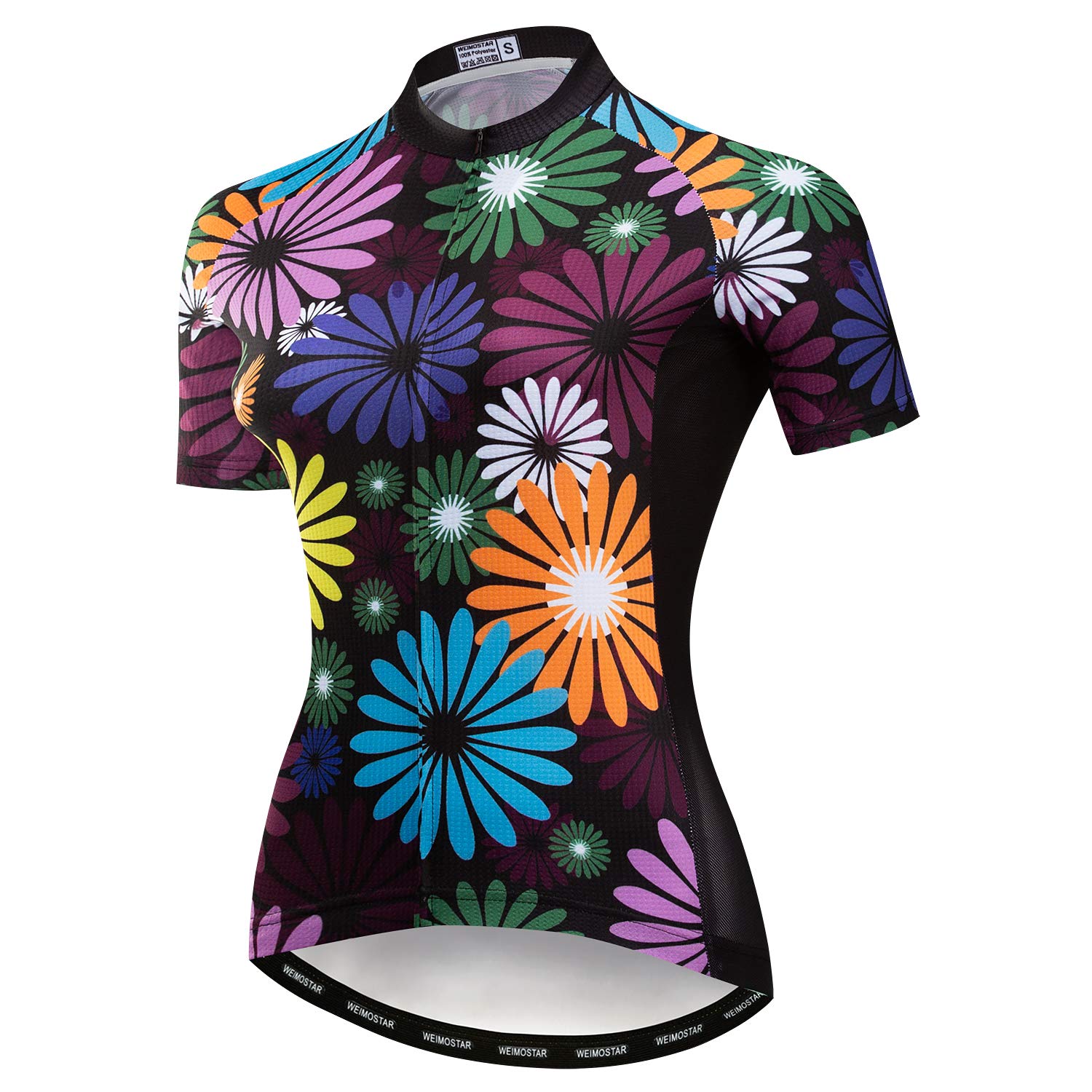 Women's Cycling Jersey Short Sleeve Bike Bicycle Clothing Shirt Jacket Summer Quick Dry Colorful Flowers Size L
