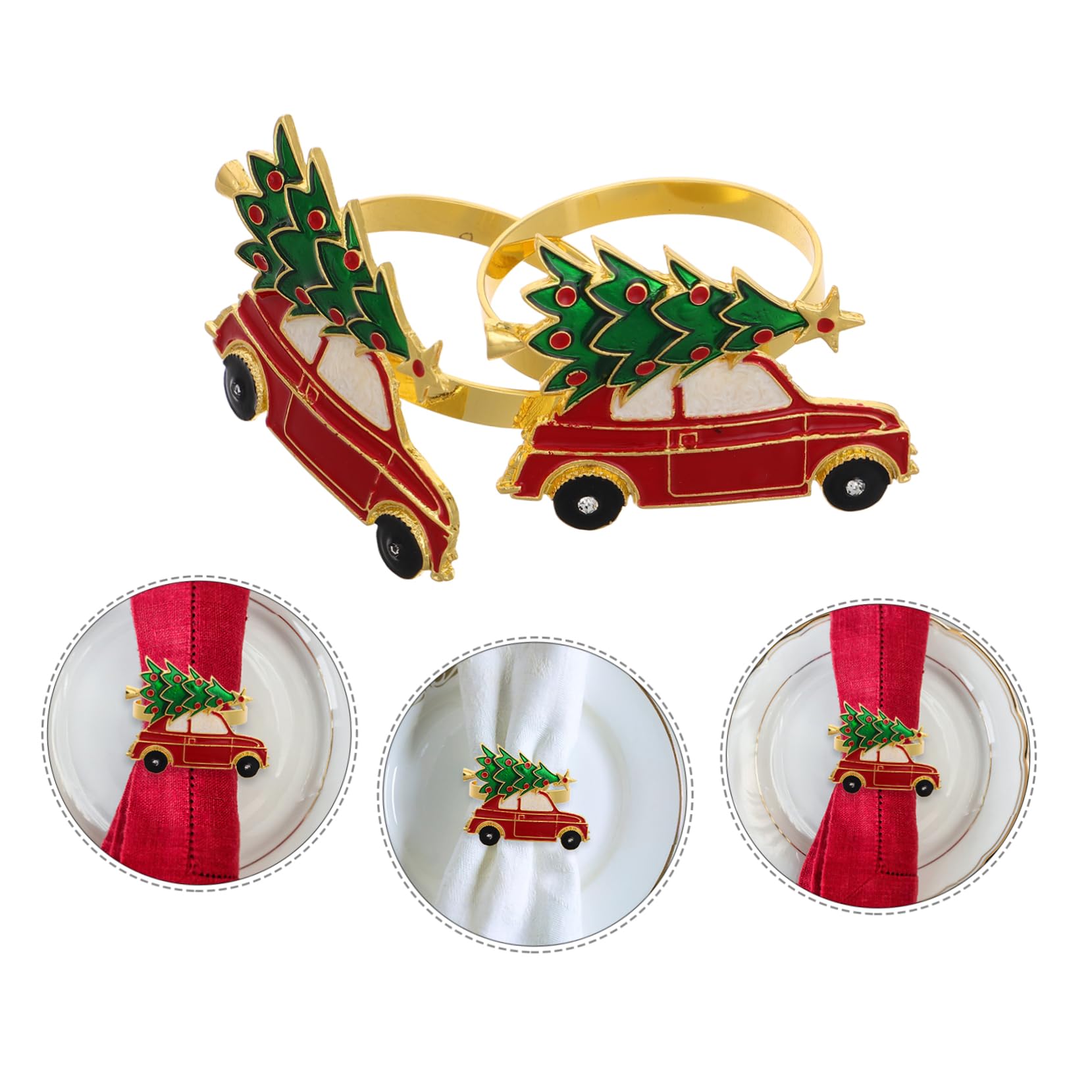 MAGICLULU 4 Ensembles Ronds De Serviette De Noël Porte-Serviettes De Noël Boucles De Serviette Ronds De Serviette Fins Guirlande Dorée Ornements en Vrac Anneaux Dorés Ronds De 6 pièces * 4