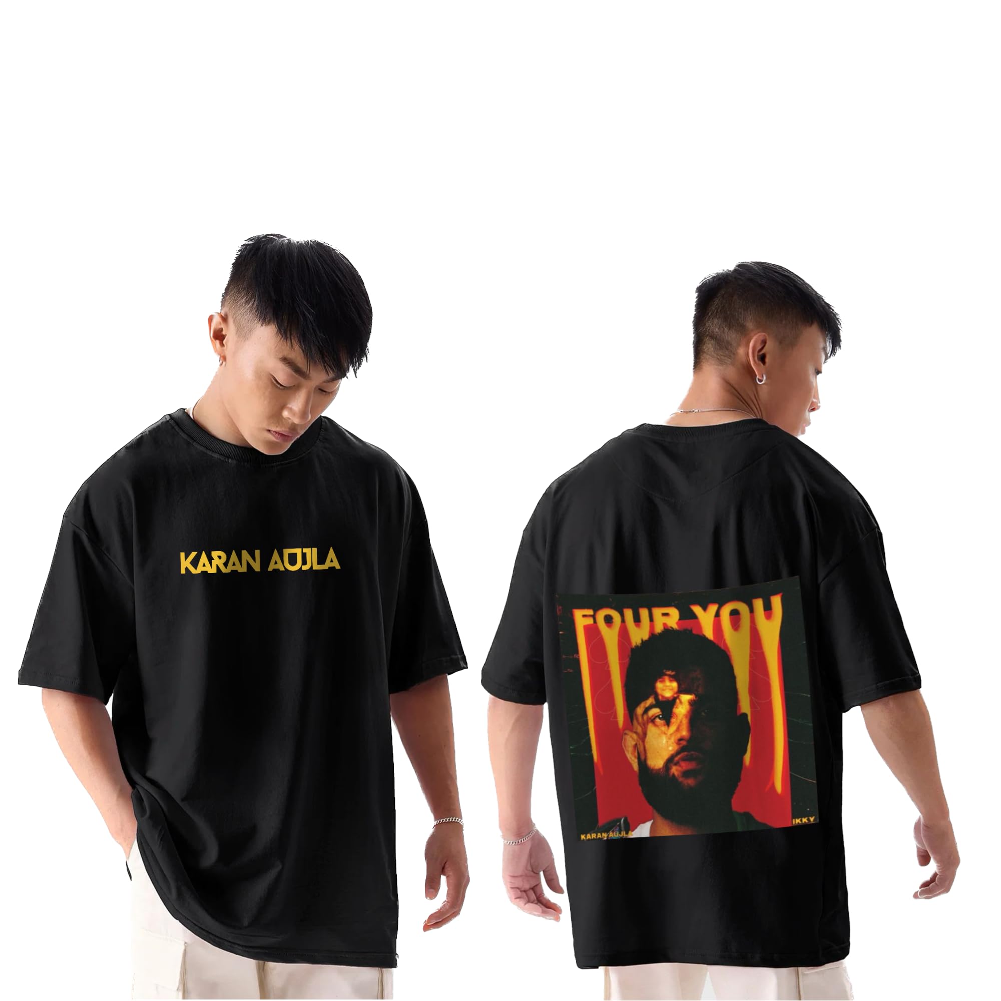 Karan Ajula Oversized Black Tshirt for Men and Women Drop Shoulder Unisex Baggy Loose Fit T-Shirts-image-42