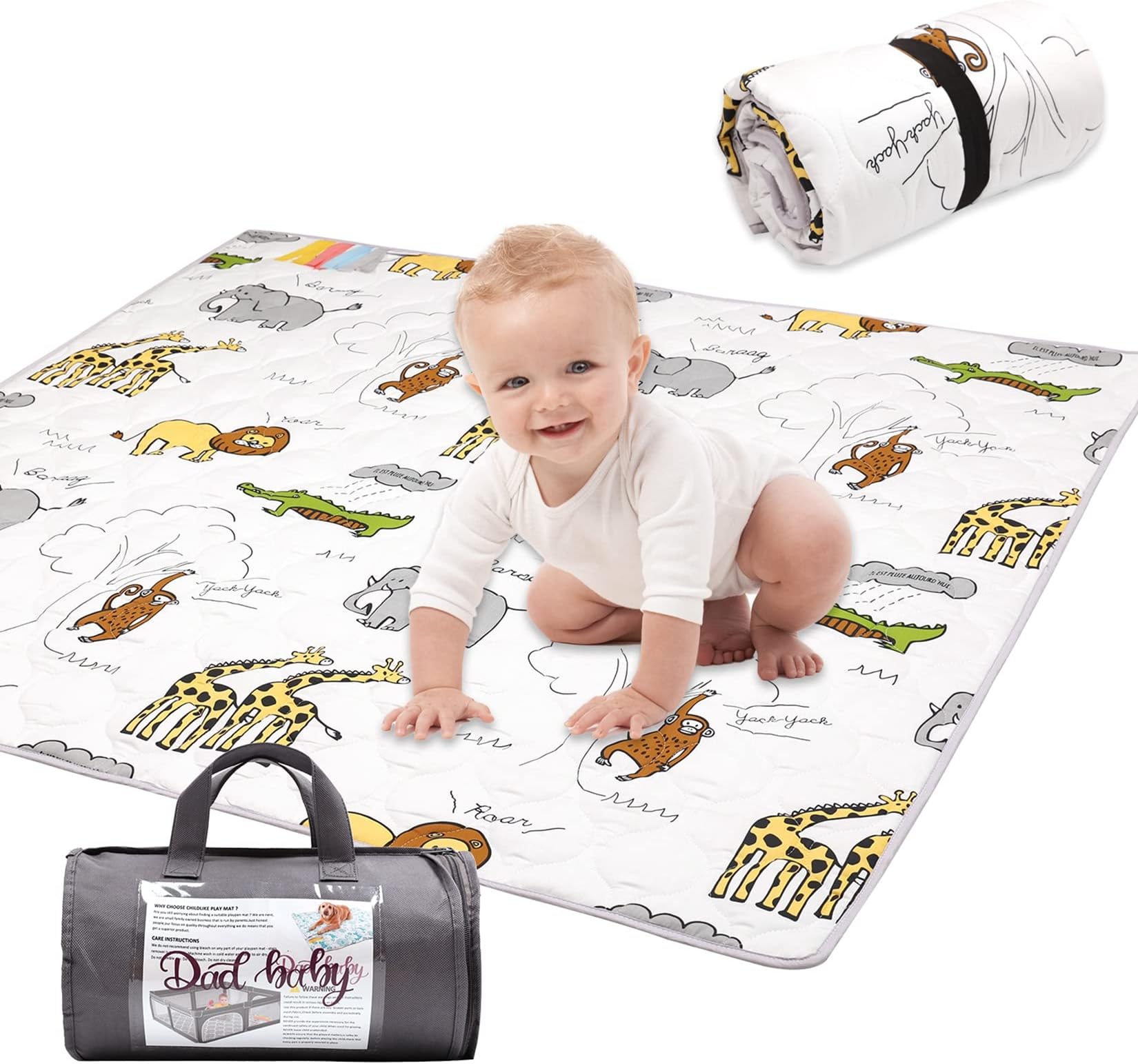 Baby Play Mat,50x50 Play Mat for Playpen Fit for TODALE and LIAMST Baby Playpen,One-Piece Crawling Mat Non Slip Cushioned Ultra Soft Fabric Baby Mats for Playing Baby Floor Mat for Babies Toddler