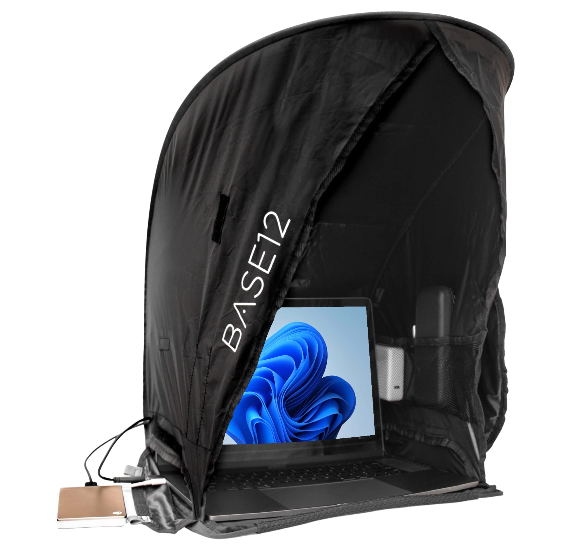 BASE12 Parasol para portátil al aire libre, plegable y portátil, protector de pantalla antirreflejos para portátiles, tabletas y teléfonos inteligentes