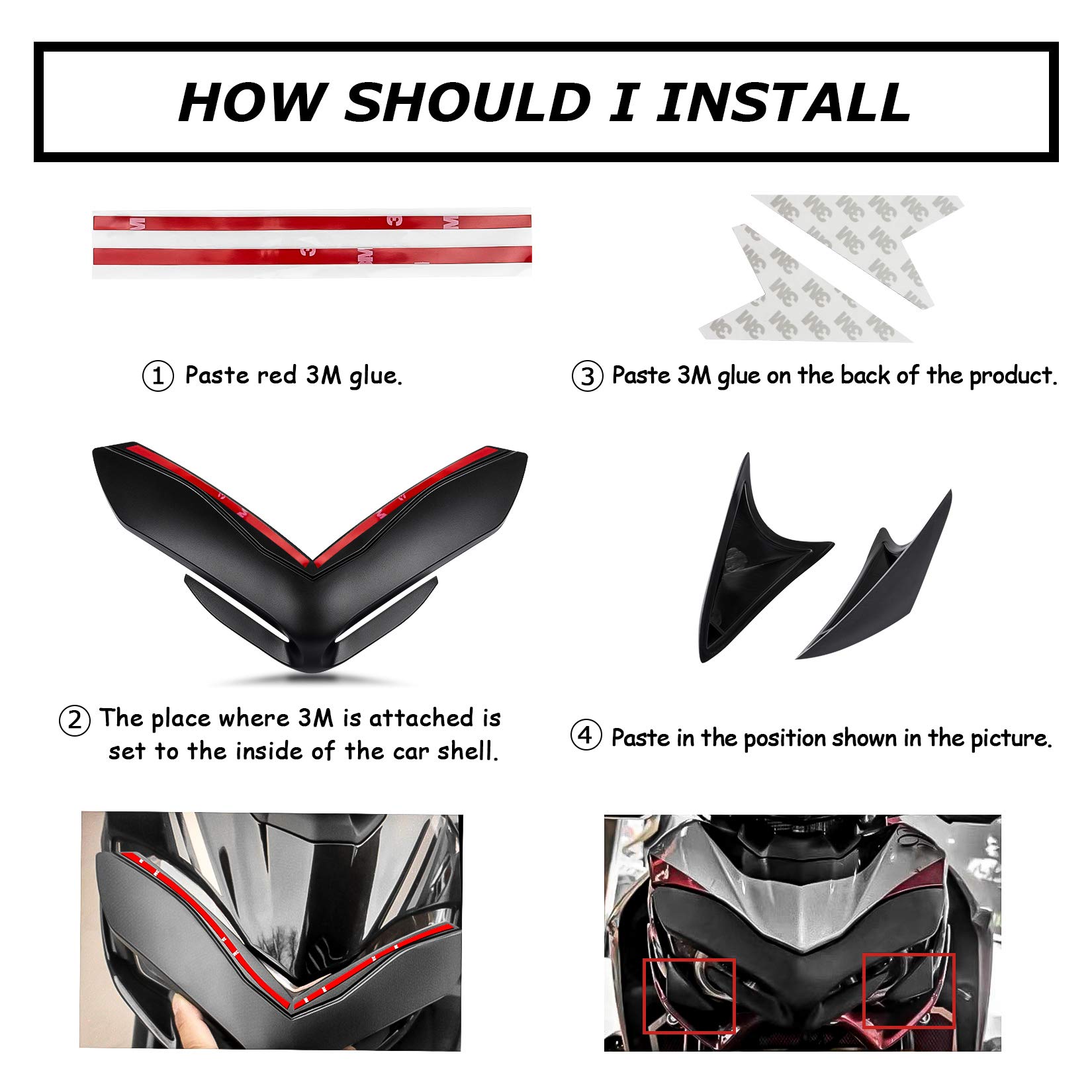 PSLER® Copri Naso Carenatura Anteriore Moto per Z900 2017-2019 (Nero)