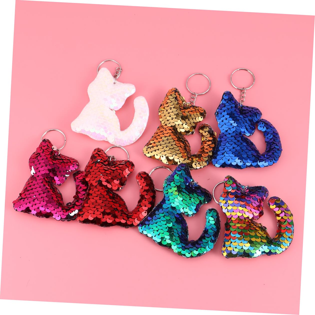 SOIMISS 63stücke Teiliges Bunter Katzen-schlüsselanhänger Mit Glitzer Rosa Weiß Blau Grün Rot Gold Für Taschen Schlüssel Und Schmuckgestaltung