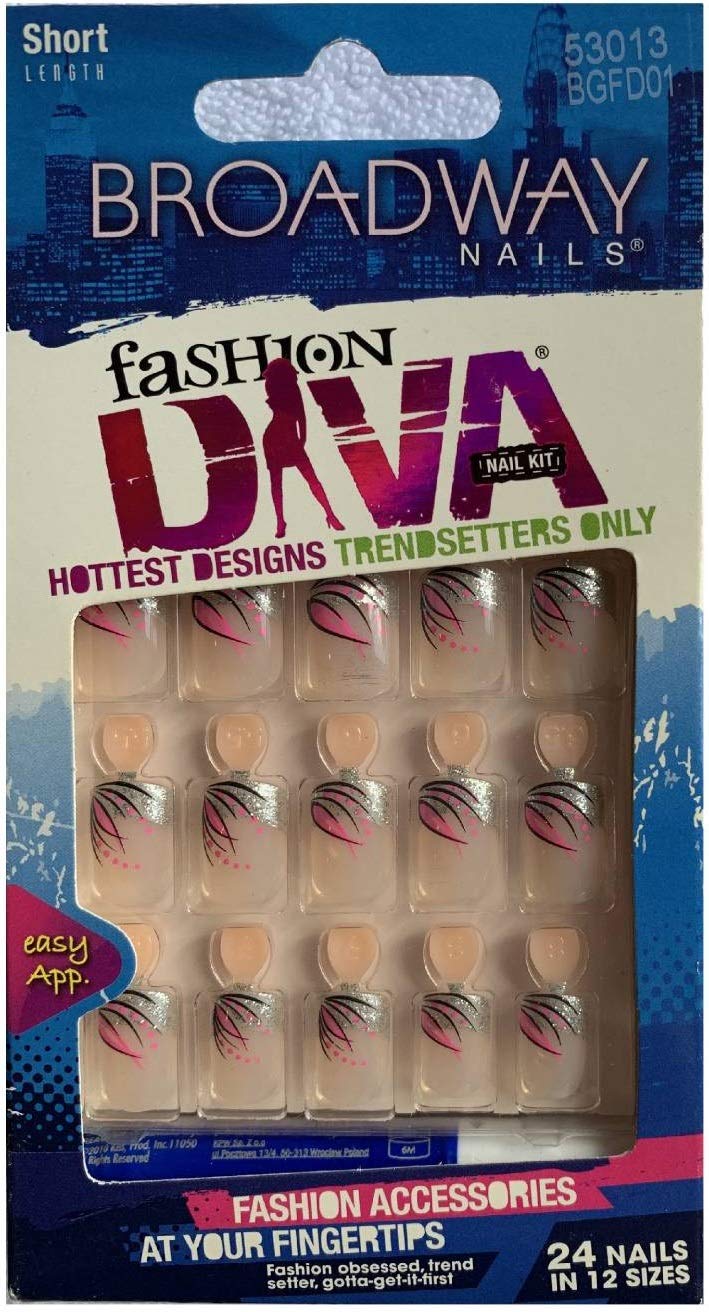 Bravo InternationalKiss Broadway Diva Nails 24ct - Silver and Pink