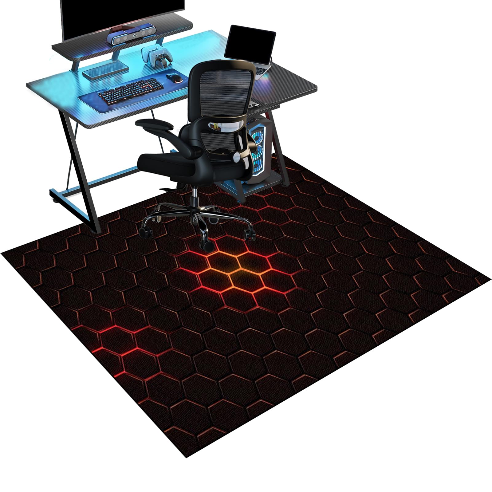 Gaming Chair Mat for Hardwood Floor Non-Slip Floor Protection Mat 100 x 140 cm Office Chair Mat for Carpets Anti-Slip Floor Protector Mat Computer Desk Chair Mat for Gaming Room Home Office Decor