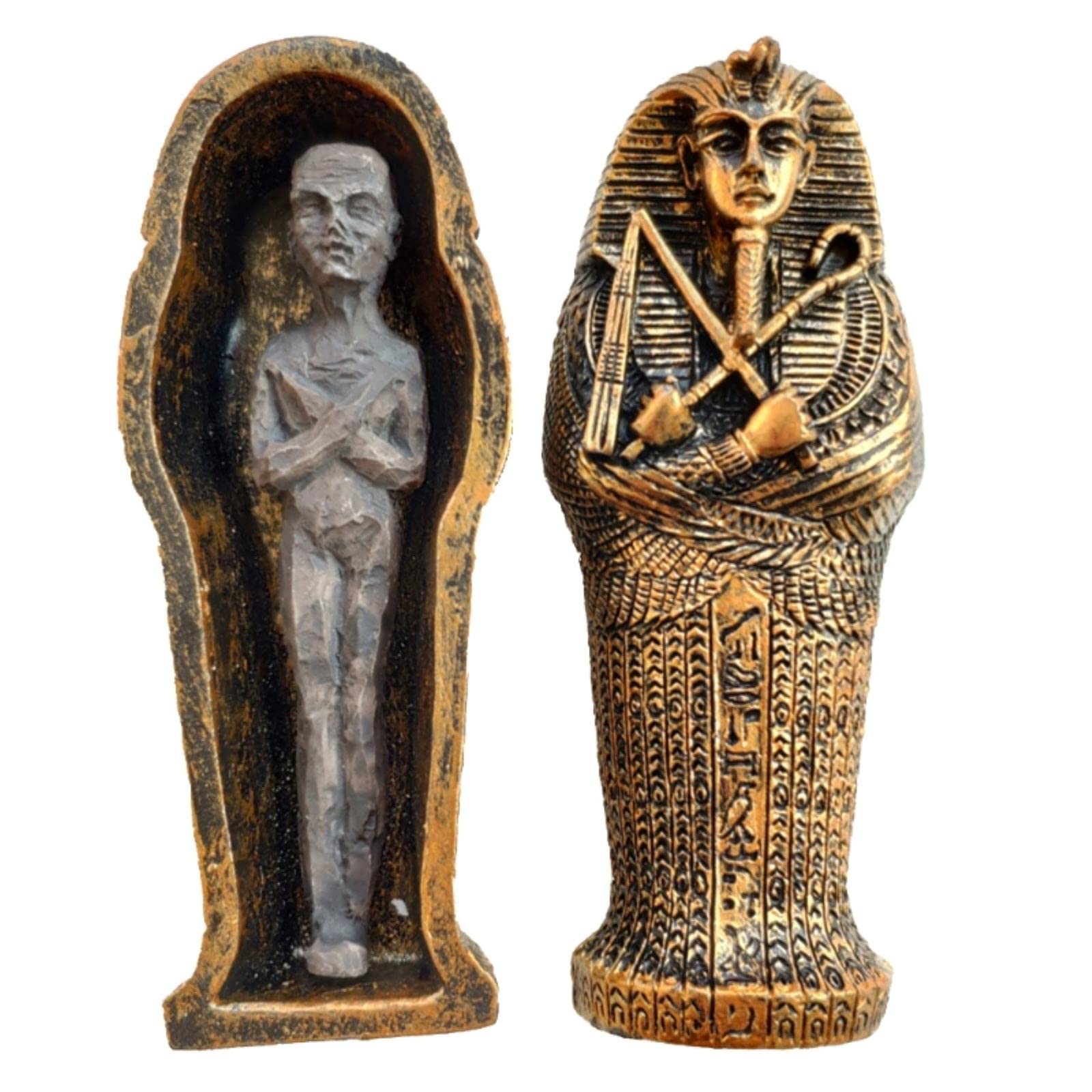 Ataúd de Resina egipcia Antigua con estatuilla de inserción de Momia, Estatua de Faraón de Egipto, artesanía en Miniatura, decoración Coleccionable, Venta al por Menor