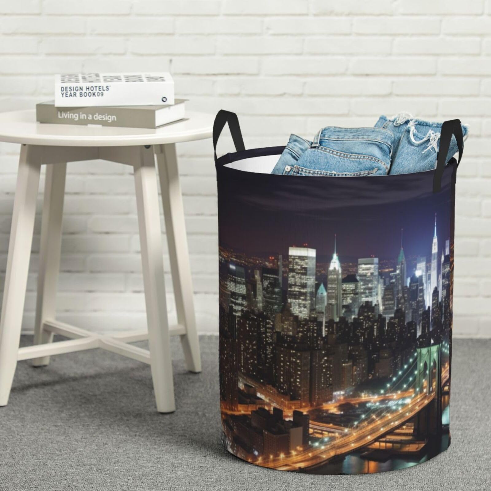Panier à linge autonome M pliable New York Night pour chambre