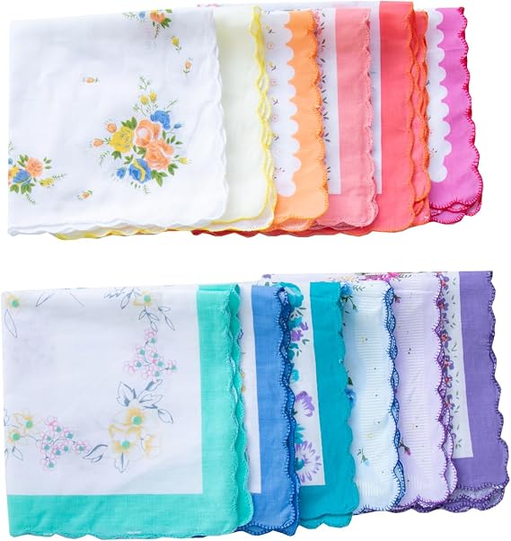 La Closure Ladies Vintage Floral 100% Cotton handkerchiefs mixed Bulk