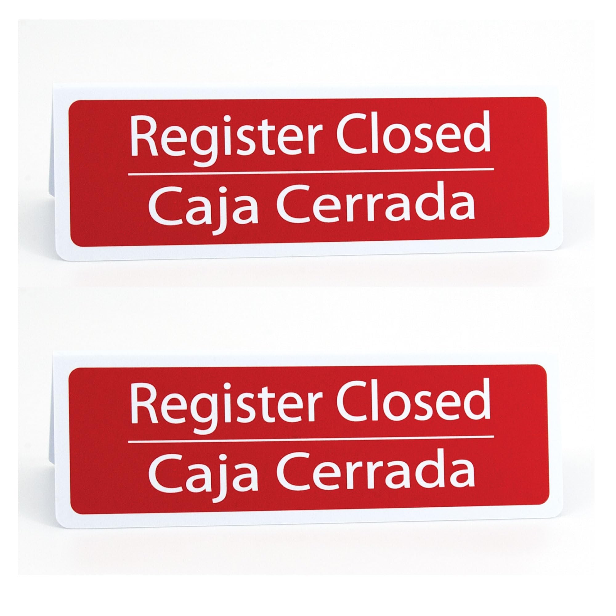 5pk Bilingual Register Closed Signs, Red and White, Double-Sided Checkout Lane Tents, Grocery, Retail, and C-Store Register Closed Signs, English and