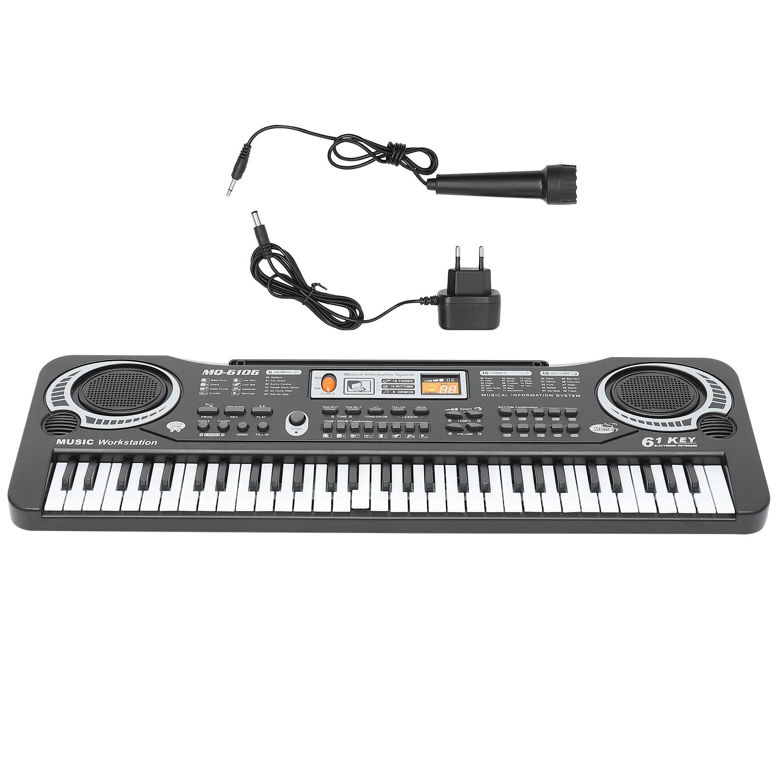 LABRIMP Teclado de Piano Electrónico y Material Abs Diseño de 61 Teclas , Función de Reconocimiento de Voz Juguete Educativo Musical para Niños para Aprendizaje Temprano