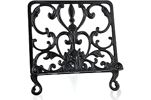 Cast Iron Recipe Cookbook Holder Kitchen Stand - Black