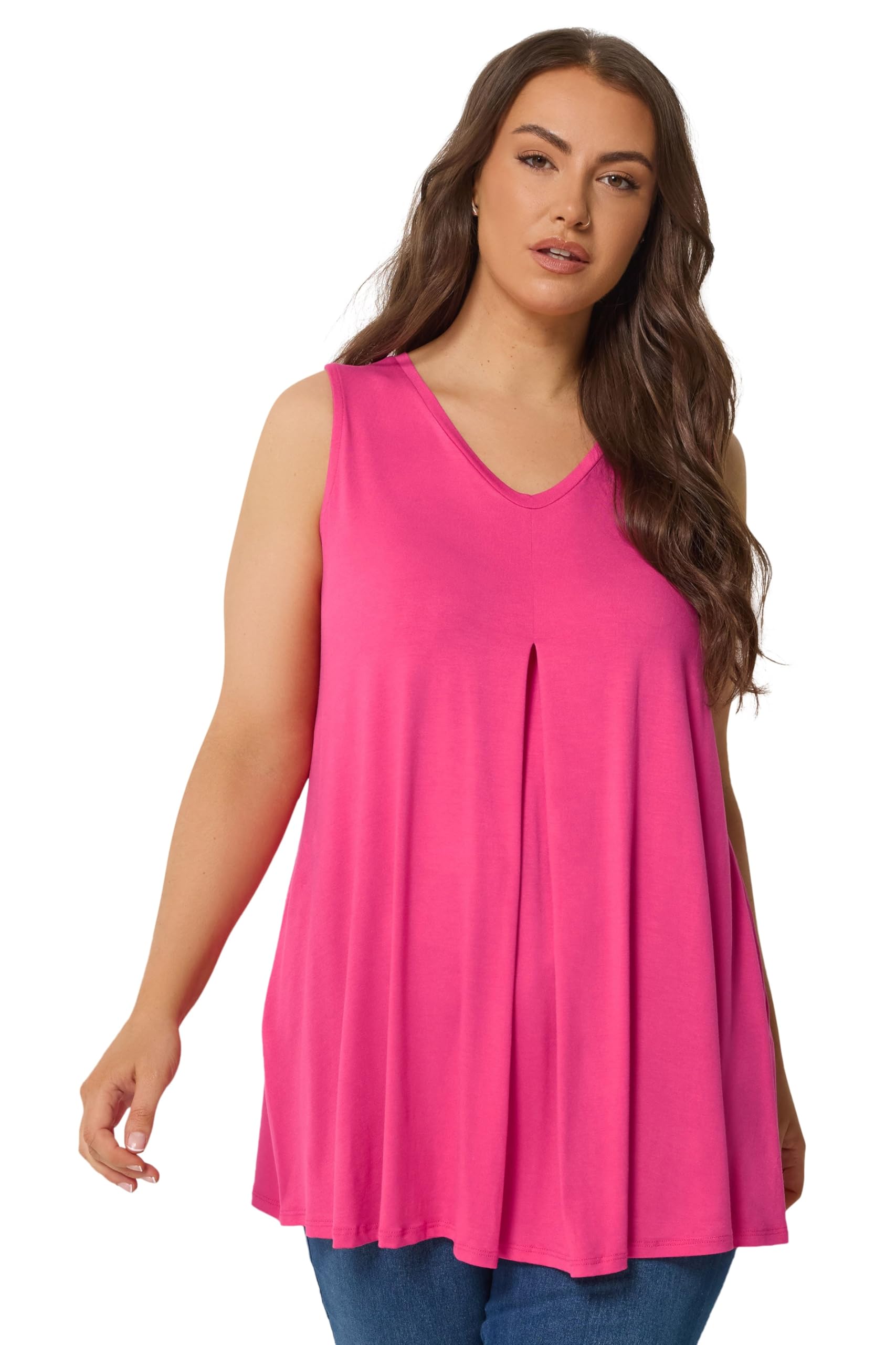 Yours Women's Pleat Front Vest Top in Bright Pink | Size: 20