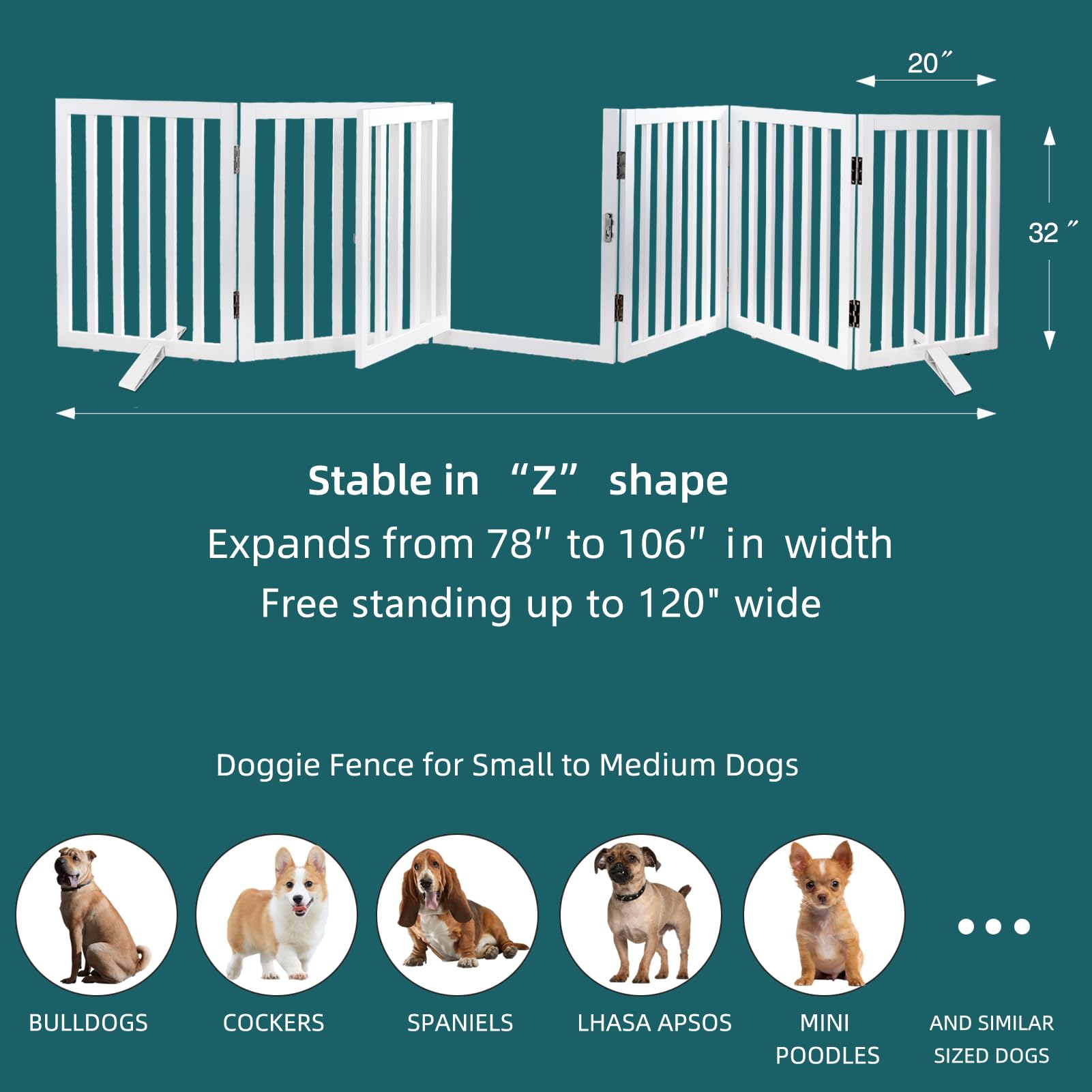 SFJC Foldable Freestanding Dog Gate With Door Indoor