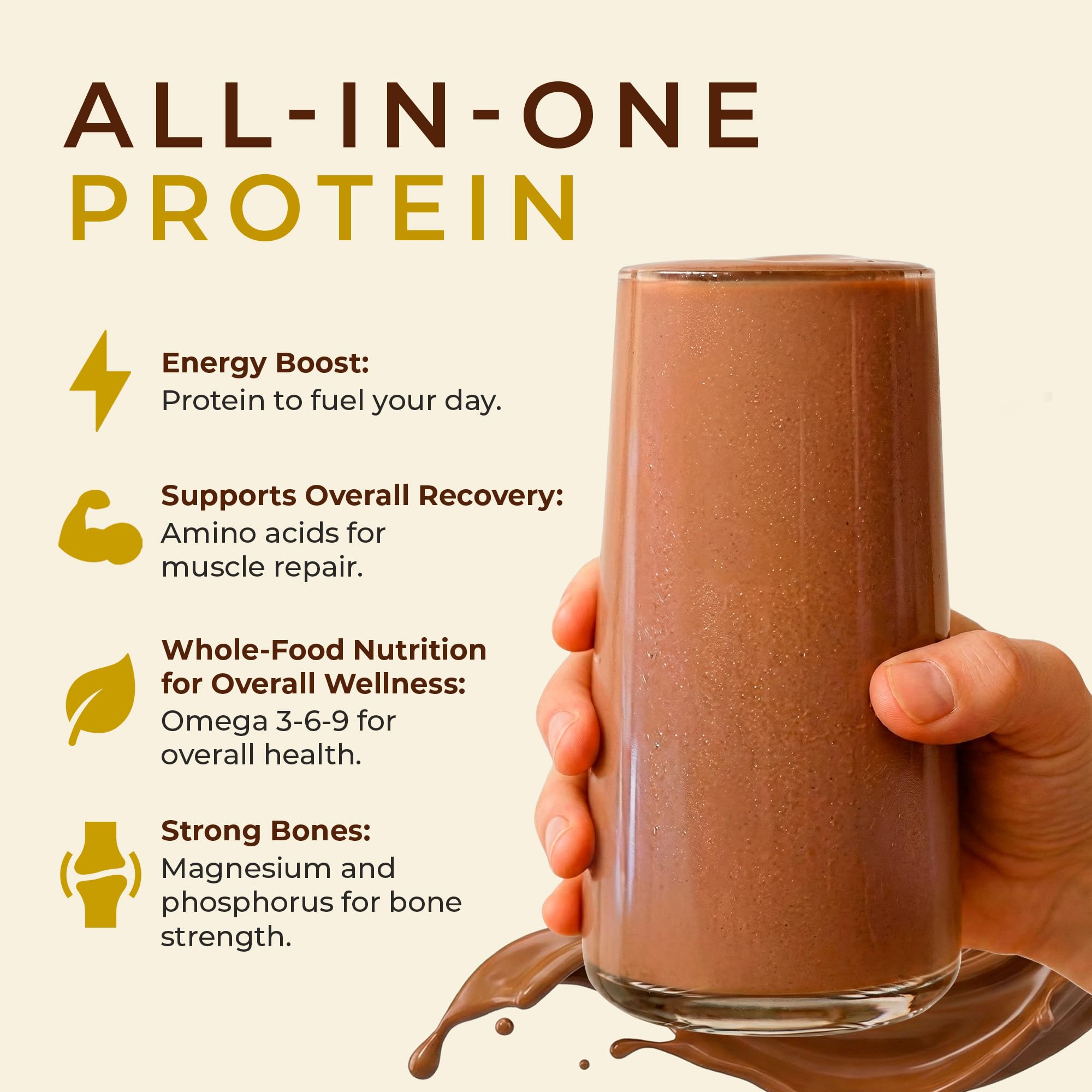 USDA Organic Hemp Protein Powder for Women & Men - Chocolate Pure Natural - Plant Based Powder, Vegan, Gluten Free, Keto - Hemp Seed Powder Cold-Pressed (20 Servings (1.61 lb), Chocolate) — Amazon image 3