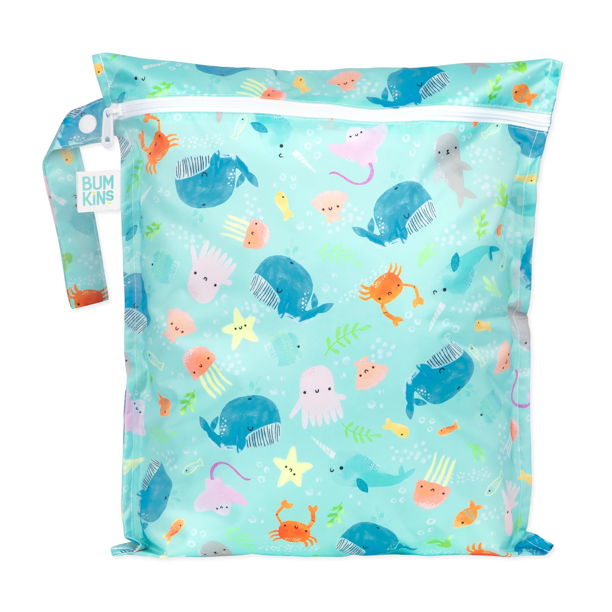 Bumkins Waterproof Wet Bags for Baby, Travel, Swimsuit, Cloth Diapers, Pump Parts, Gym Clothes, Toiletries, Strap to Stroller, Zipper Reusable Bag, Packing Pouch