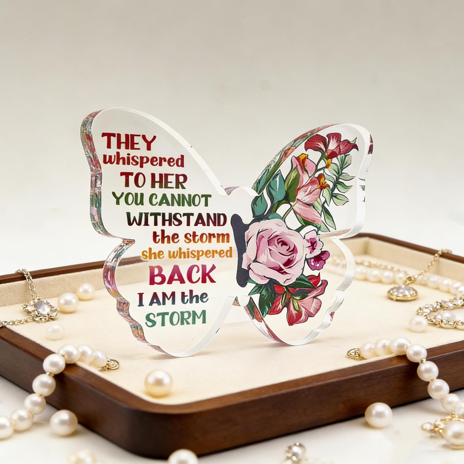 Valentines Day Gifts For Women Inspirational Gift I Am The Storm Butterfly Gifts For Women Adults Office Gift Butterflies Inspirational Desk Decor Butterfly Office Cubicle Decor - Image 5