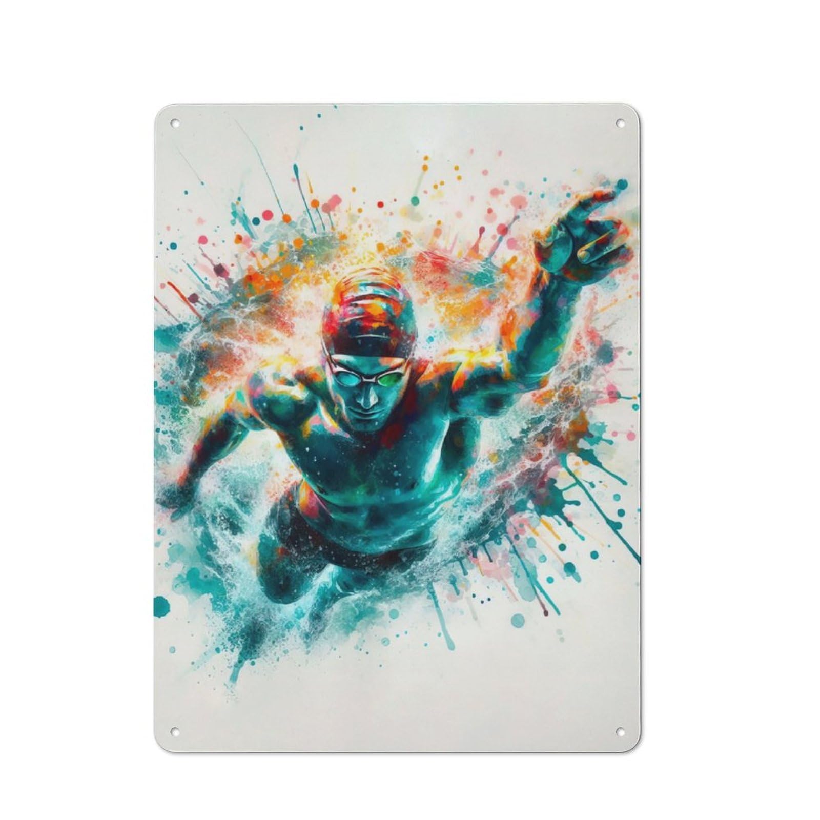 Junmoney Swimmer In Motion Vintage Metal Wall Sign 40X30cm For Garage Or Workshop, For Metal Sign Collectors, For Garage And Workshop Walls