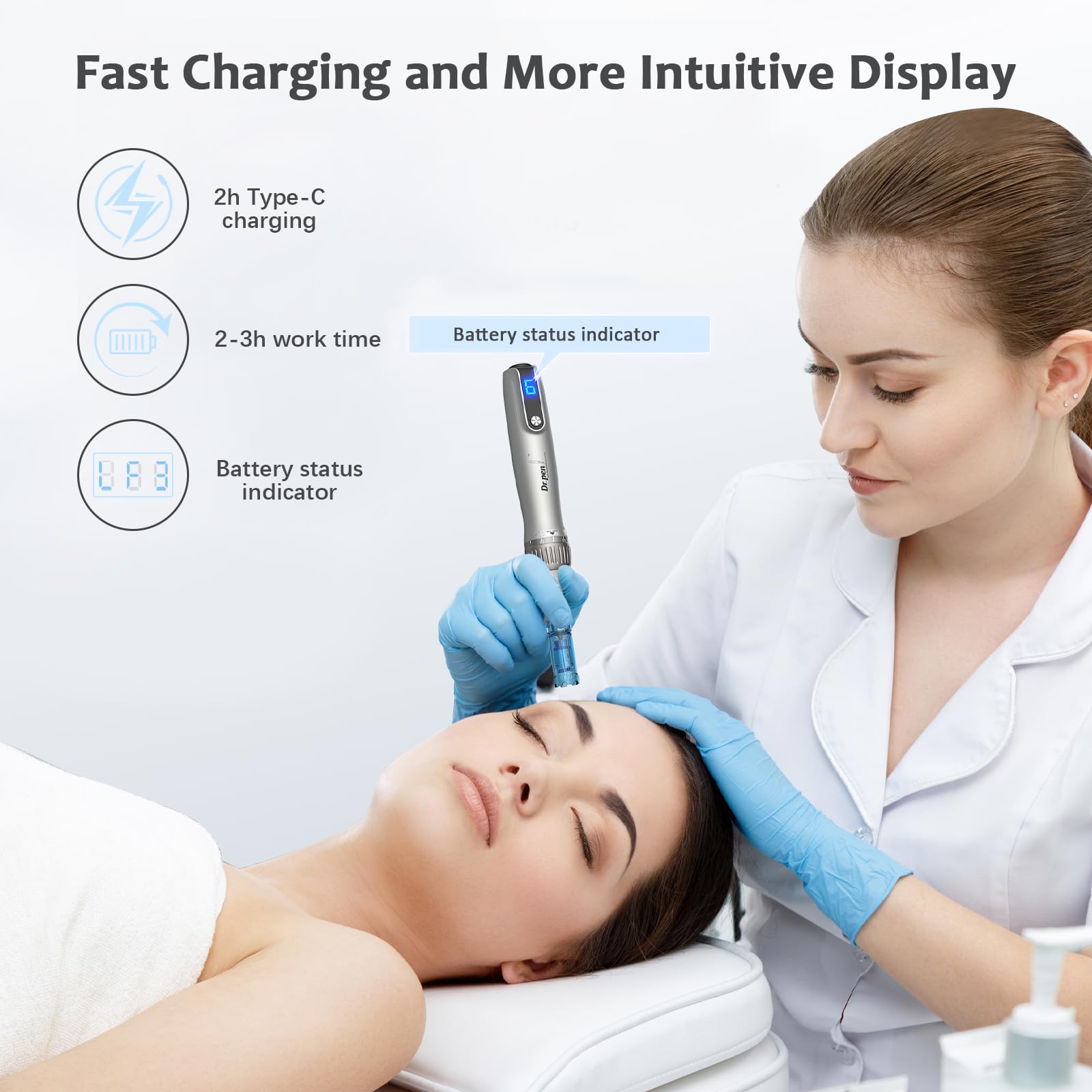Dr. Pen M8S Microneedling Pen Original Profesional Kit Inalámbrica Microneedle Rostro Cuerpo Crecimiento Cabello Barba 8 Cartuchos