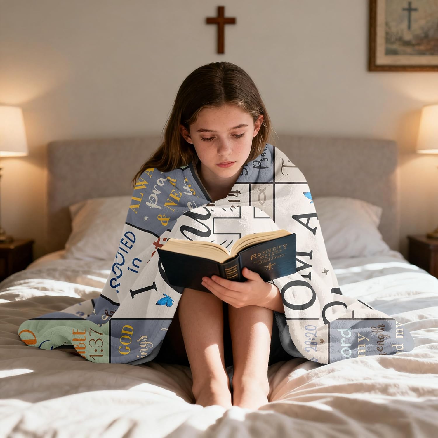 XALAZY Christian Gifts for Women, Religious/Inspirational Gifts for Women, Gifts for Christians, Baptism/Confirmation/Catholic Gifts for Girls/Sister/Friend, Christian Blanket 50" X 60" - Image 4
