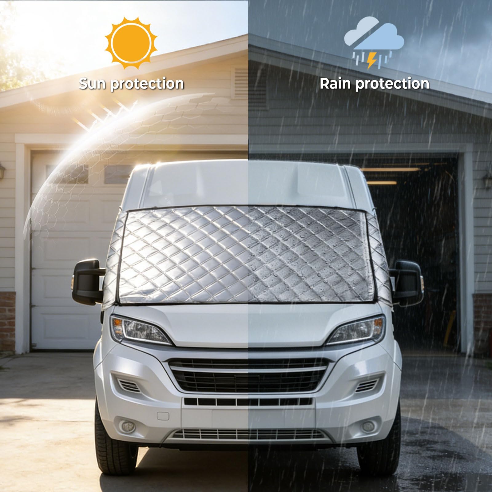 Telone di protezione termica esterna per Fiat Ducato X250/290 per Peugeot Boxer 2006-2022, colore argento, isolamento parabrezza anteriore con apertura, parabrezza oscurante, paraneve, ghiaccio