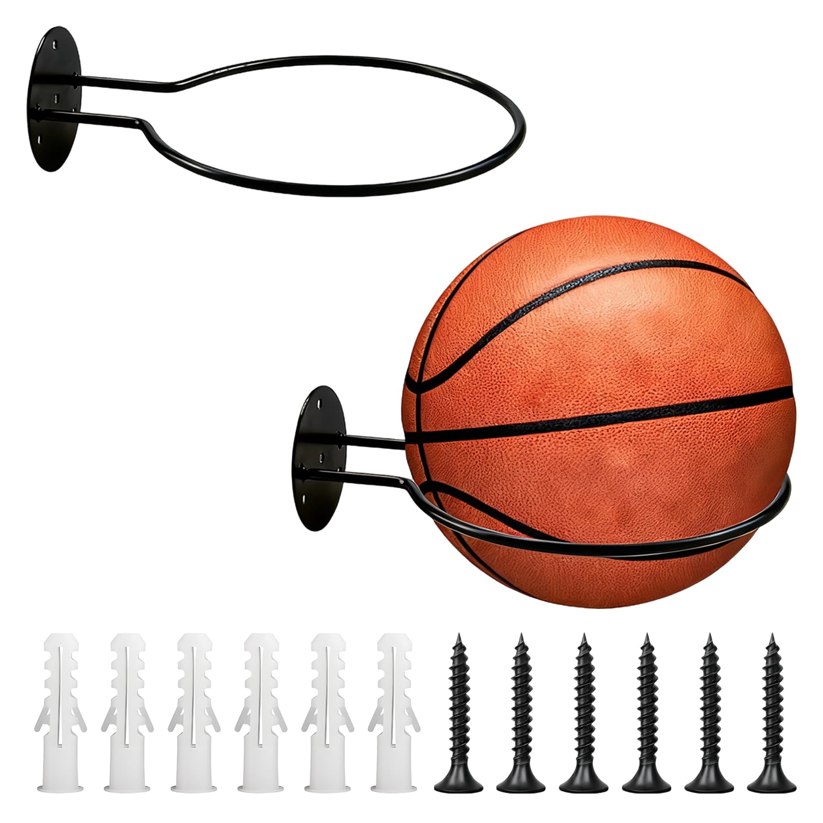 Ball Holders for Wall, 2PCS Basketball Holder Wall Mount with Screws