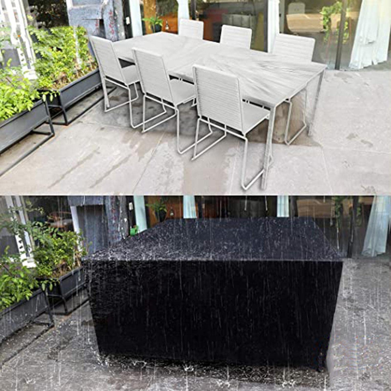 Lot de 4 housses de meubles d'extérieur en tissu Oxford 420D résistant au vent, à la neige, aux UV, aux déchirures - 145 x 145 x 70 cm - Noir