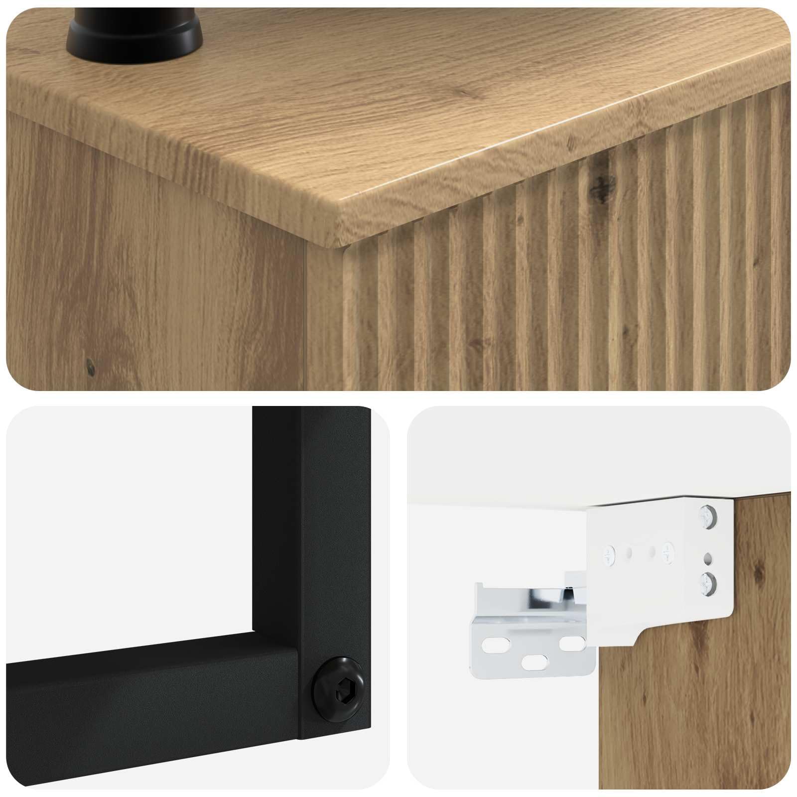 Wandmontiertes Waschbecken Artisan Eiche 50 x 41 x 39 cm Holzwerkstoff platzsparend für Badezimmer Gäste WC Waschtisch, Wandhalterung mit schnellem Abfluss