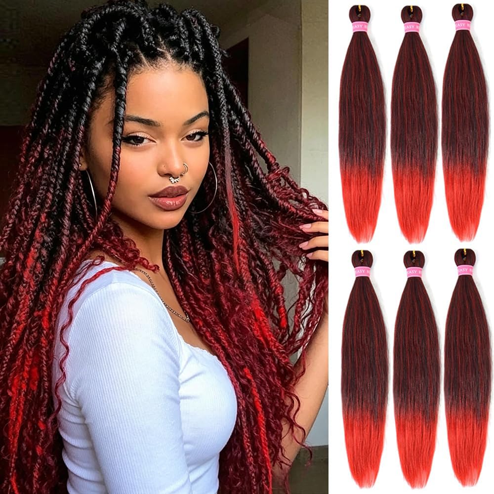 Amazon.com: MSBELLE Red Braiding Hair Pre Stretched,26 Inch 6 Pack