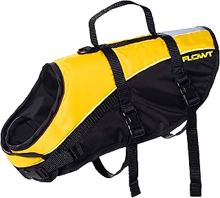 Flowt Dog Life Jacket - Dog Life Vest for Swimming - Dog Life Vest for Boating - Dog Water Vest Fit Dogs Between 10-20 lbs - Yellow Life Jacket for Dog - Lightweight Dog Safety Vest