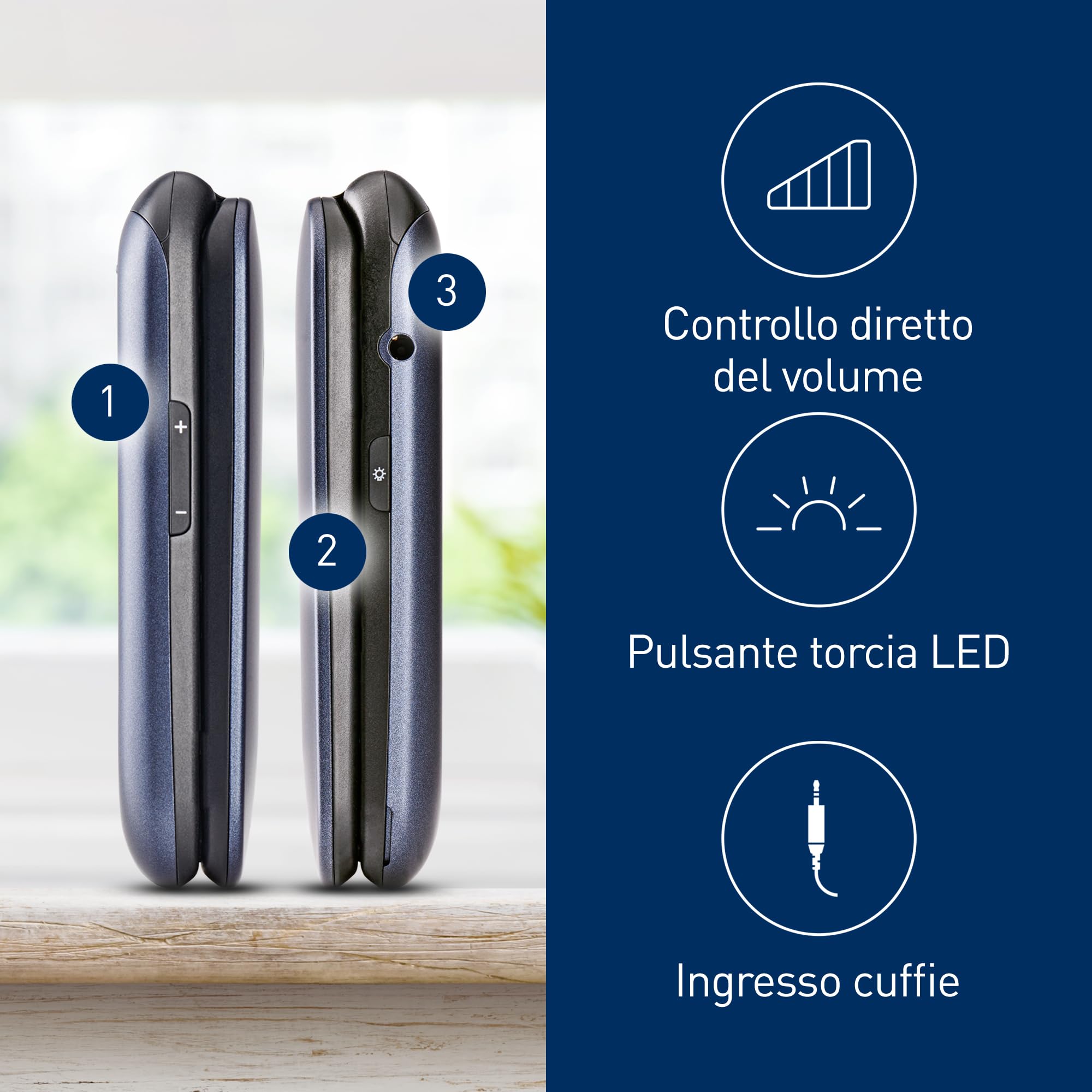 Panasonic KX‑TU550EXC, Cellulare 4G per Anziani, Fotocamera 1,2 MP, telefono per anziani, Display 2,8", caratteri grandi, facile da usare, Standby fino a 290 ore, Blu