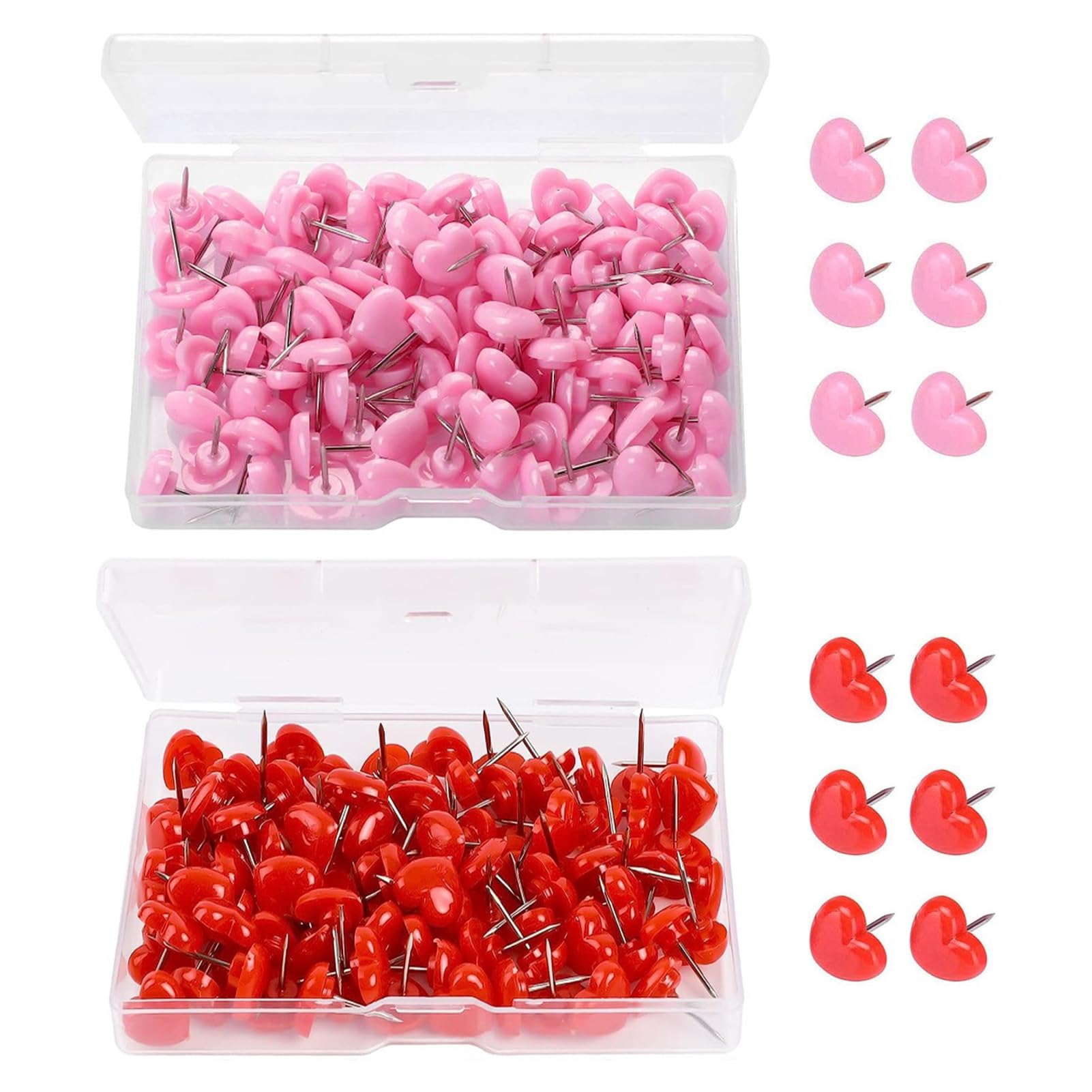 200Pcs Pins for Pinboard,Cute Heart Shaped Drawing Pins for Notice Board