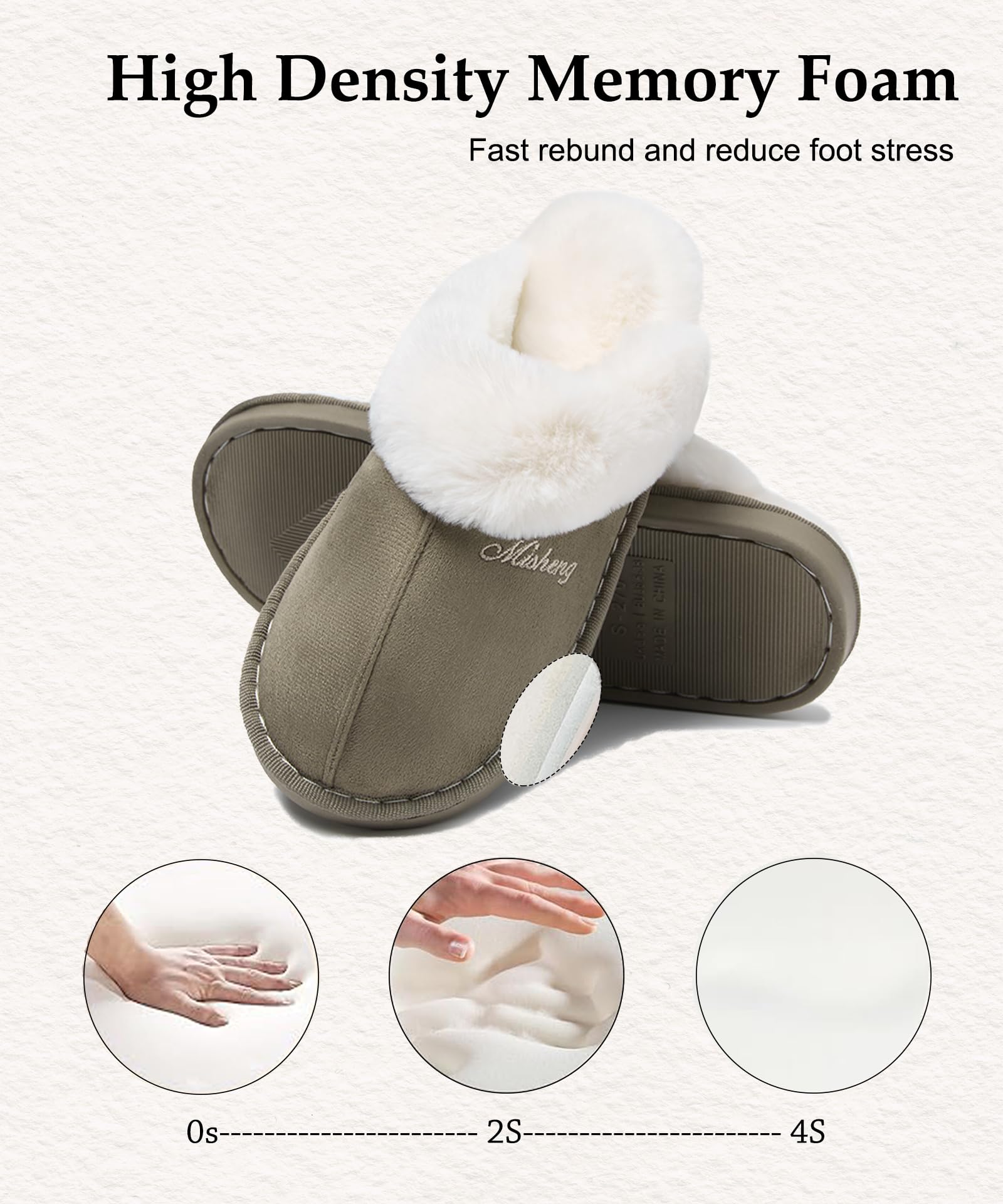 Coswind Pantofole Donna Uomo Invernali Peluche Ciabatte da Casa with Memory Foam Pelose Calde Comode Fluffy Antiscivolo Autunno Interno Esterno