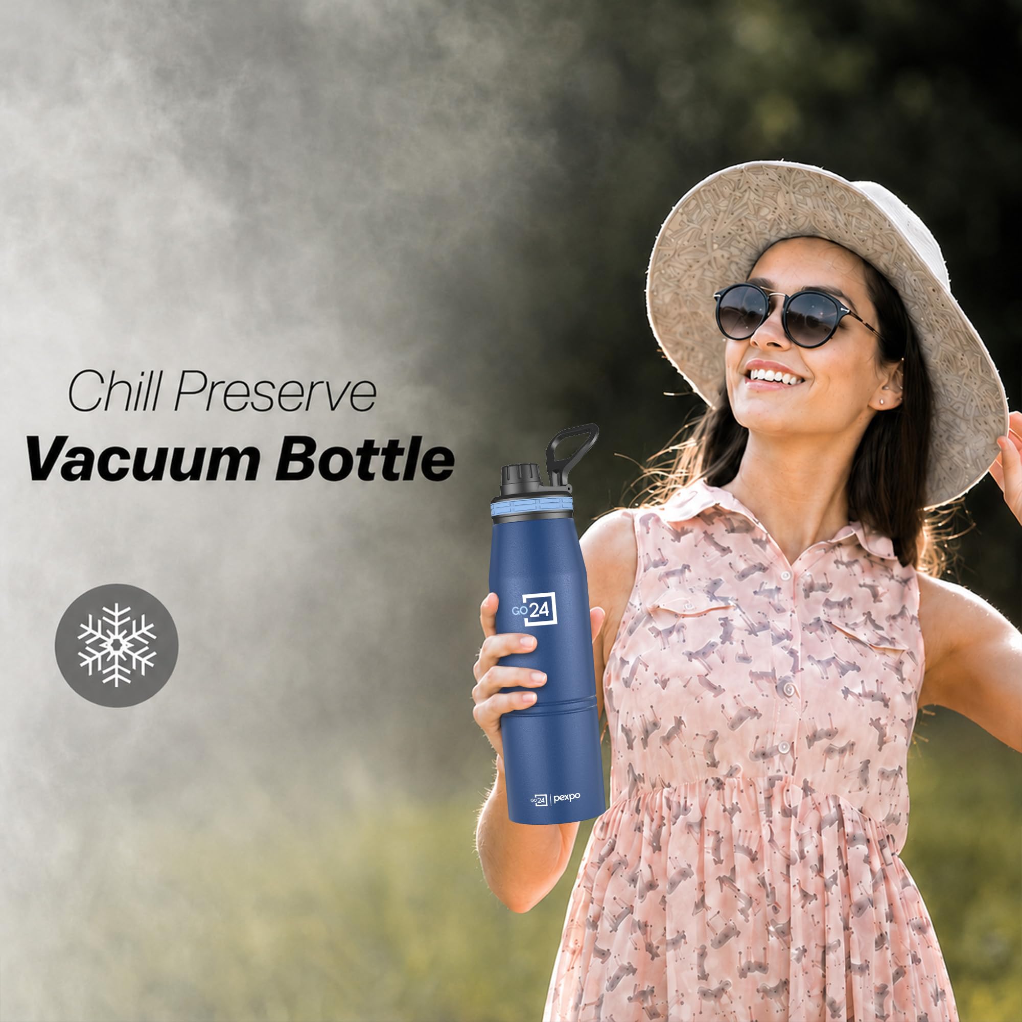 Go24 pexpo Stainless Steel Water Bottle 1 Litre, 3 Layer Vacuum Insulated — Amazon image 3
