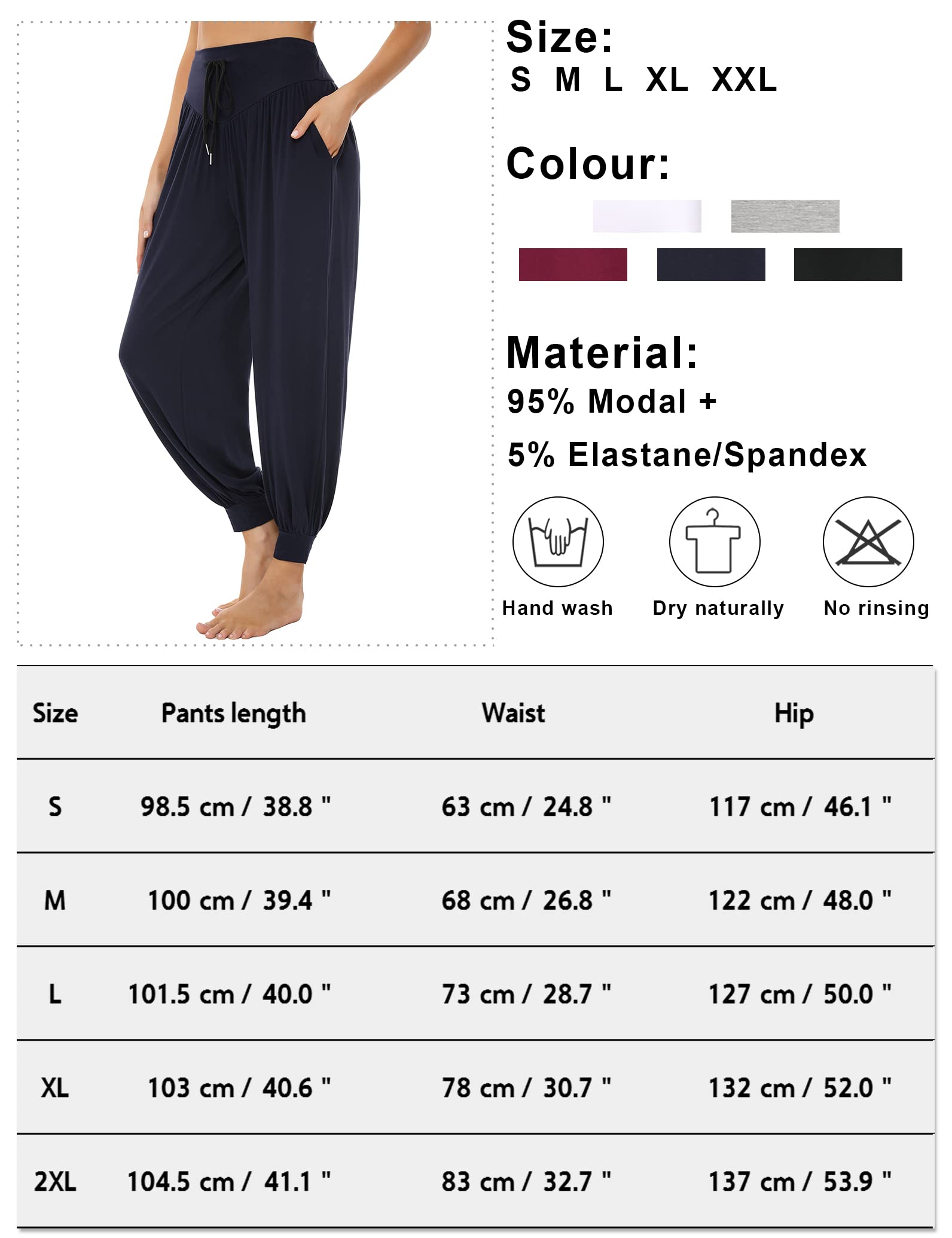 Terecey Pantaloni Harem Donna,Pantaloni da Yoga Donna con Tasche,Pantaloni Donna Eleganti Vita Alta,Pantaloni Donna sprotivi Cotone per Jogging, Danza, Pilates S-3XXL