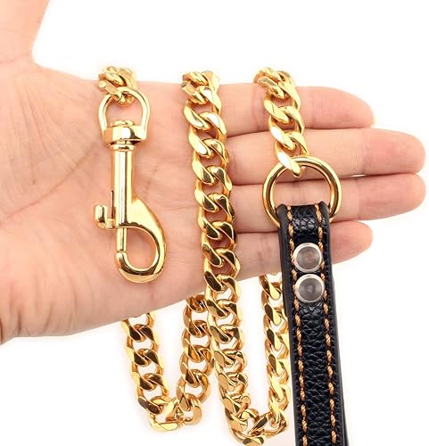 Miniatura 2 de Petoo Cadena cubana dorada de 3.4 pies para perros hembras y niños, correa de entrenamiento para perros pequeños, medianos y grandes, resistente e