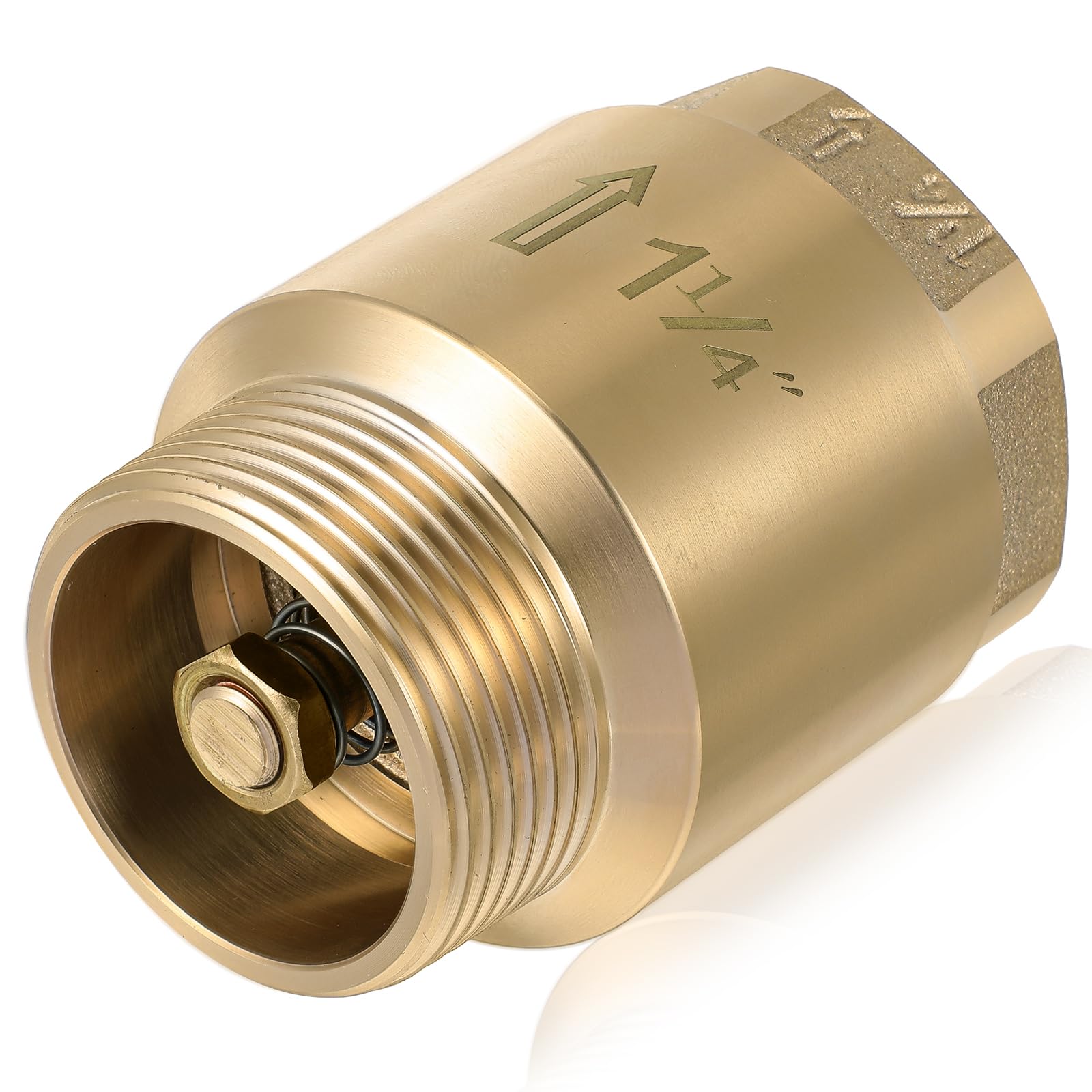 Zonon 1 Pcs 1-1/4 Inch Check Valve, One Way Spring Brass Check Valve