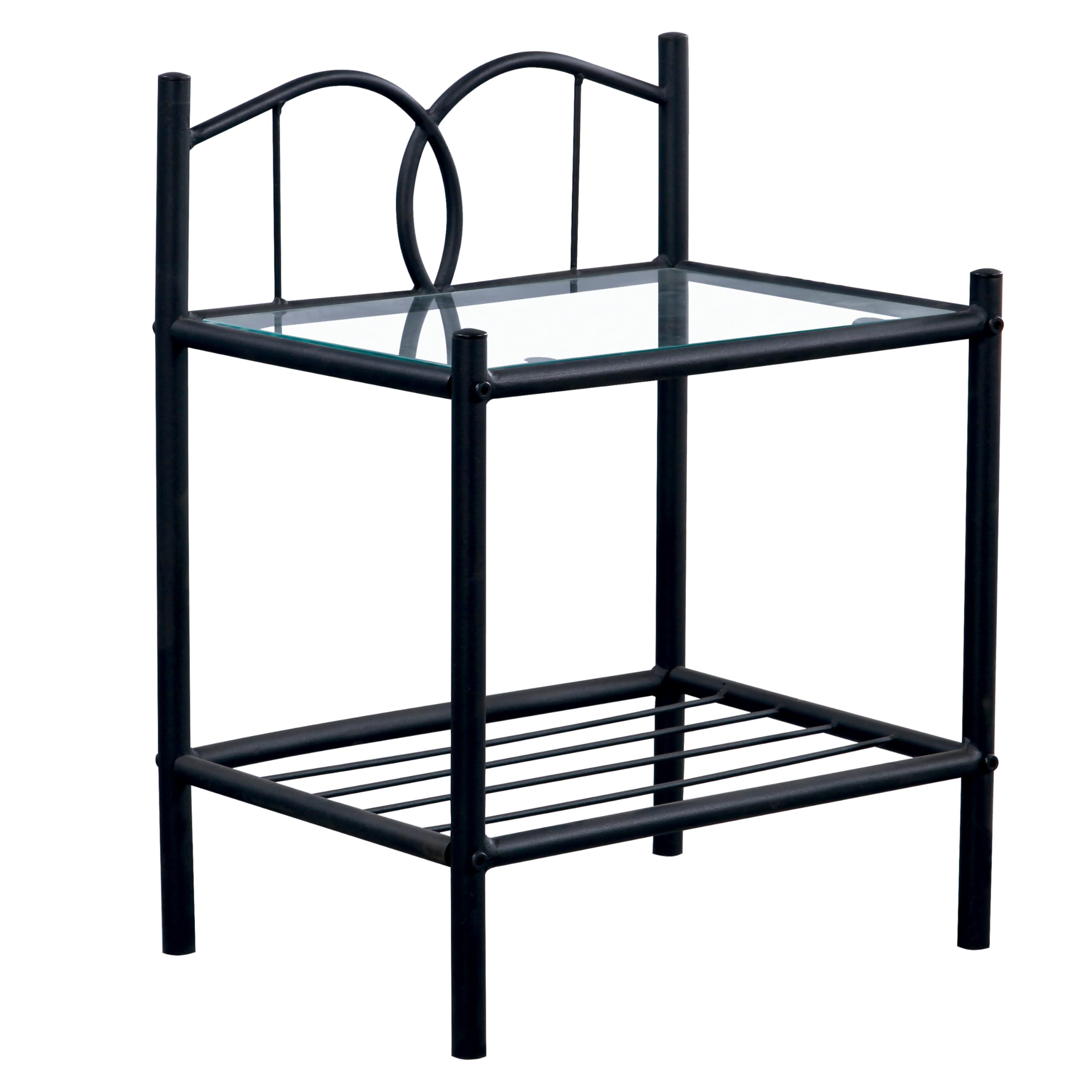 duehome | Mesita de Noche, Mesa Dormitorio, Acabado en forja, Modelo Cynthia, Medidas: 46 cm (Ancho) x 60 cm (Alto) x 35 cm (Fondo)