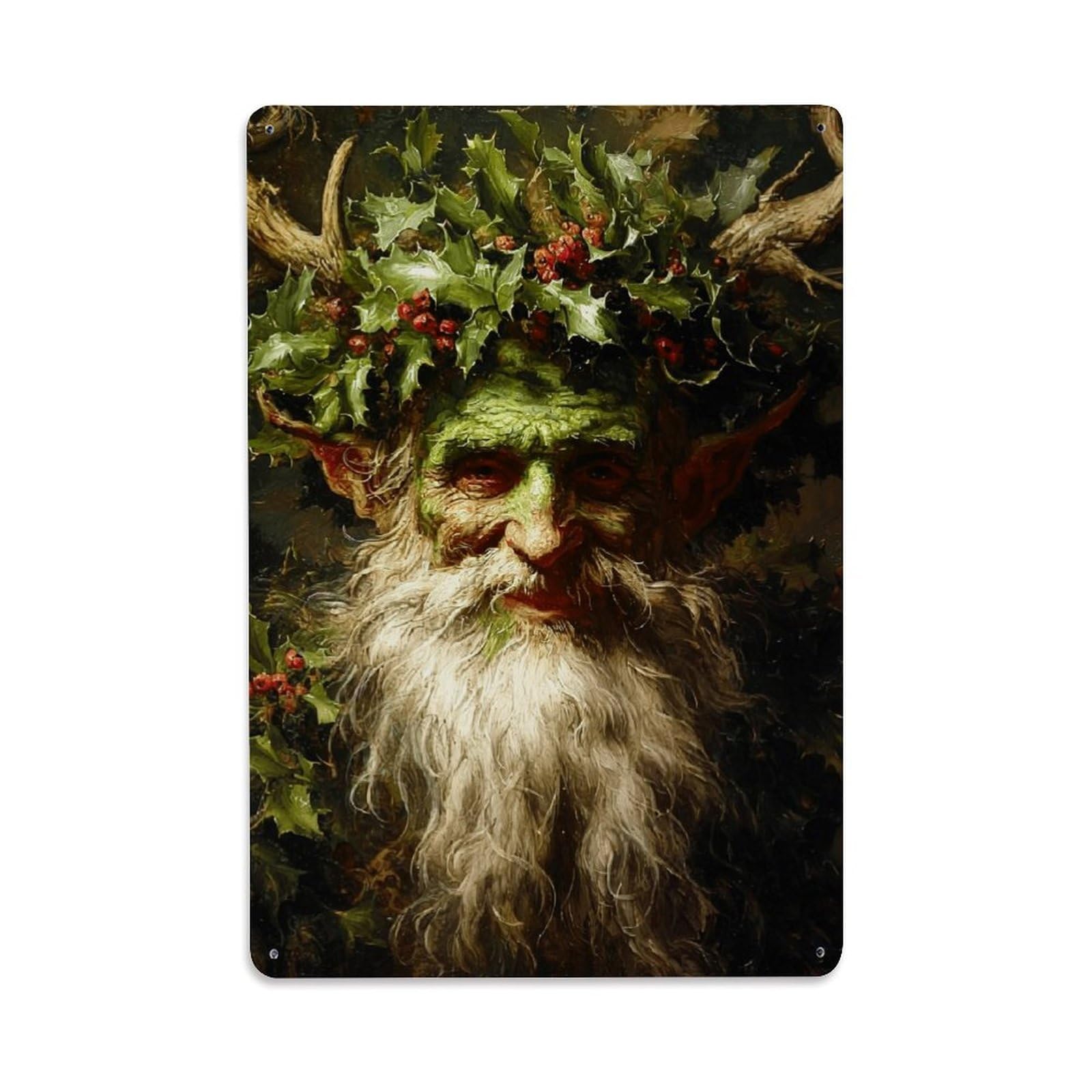 Nestemfo Vintage Green Face Holly Crown Beard Tin Sign Metal Sign, Living Room,Bar, Home, Bedroom Wall Decor,Retro Metal Poster 8X12 Inches