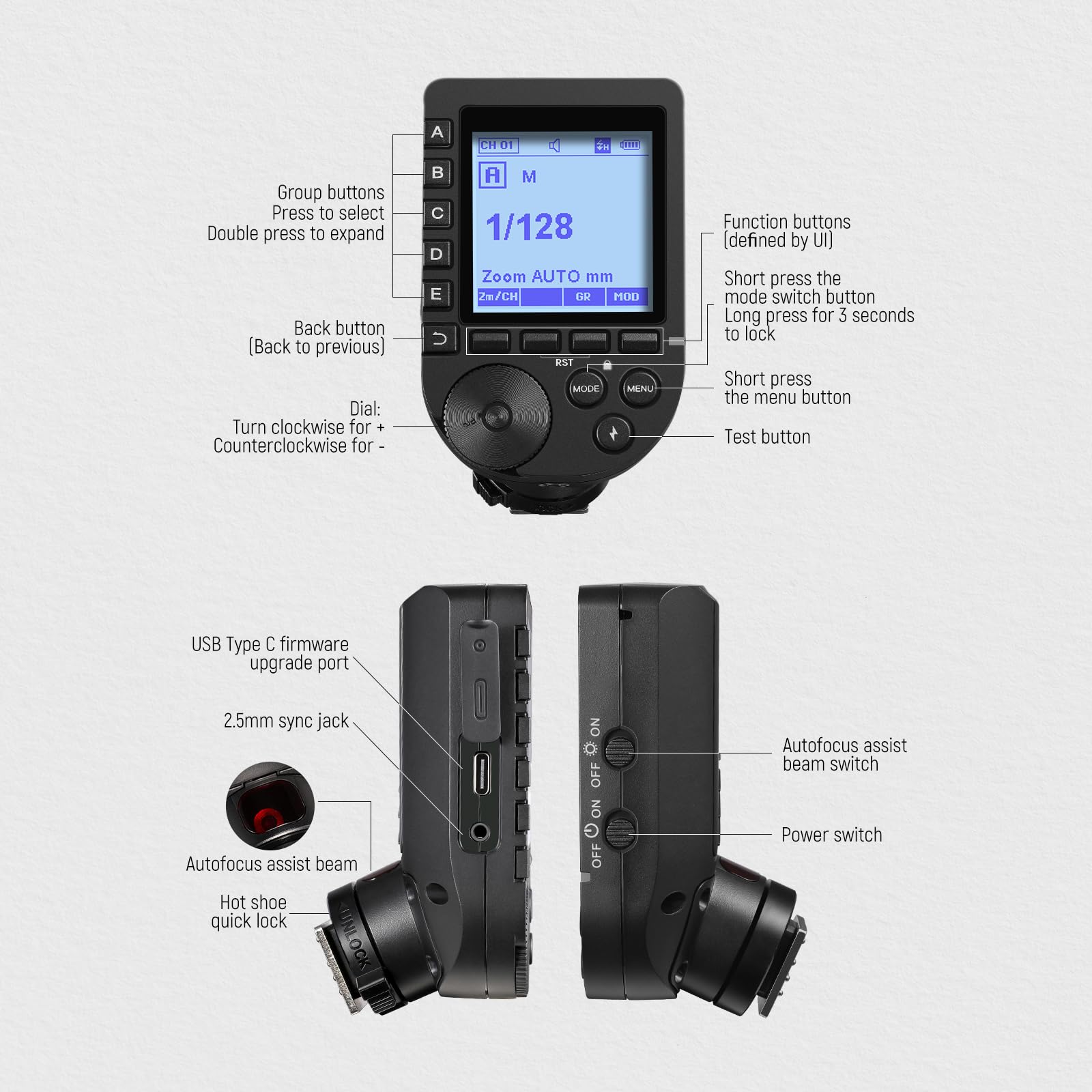 NEEWER QPRO-F TTL Ulepszony bezprzewodowy wyzwalacz flash kompatybilny z Fujifilm HSS 1/8000s duży ekran nachylony 5 grup 9 funkcji dla Q4 Q3 Q300 Z2 Z1 Z760 NW760 S101-300W PRO/400W Pro