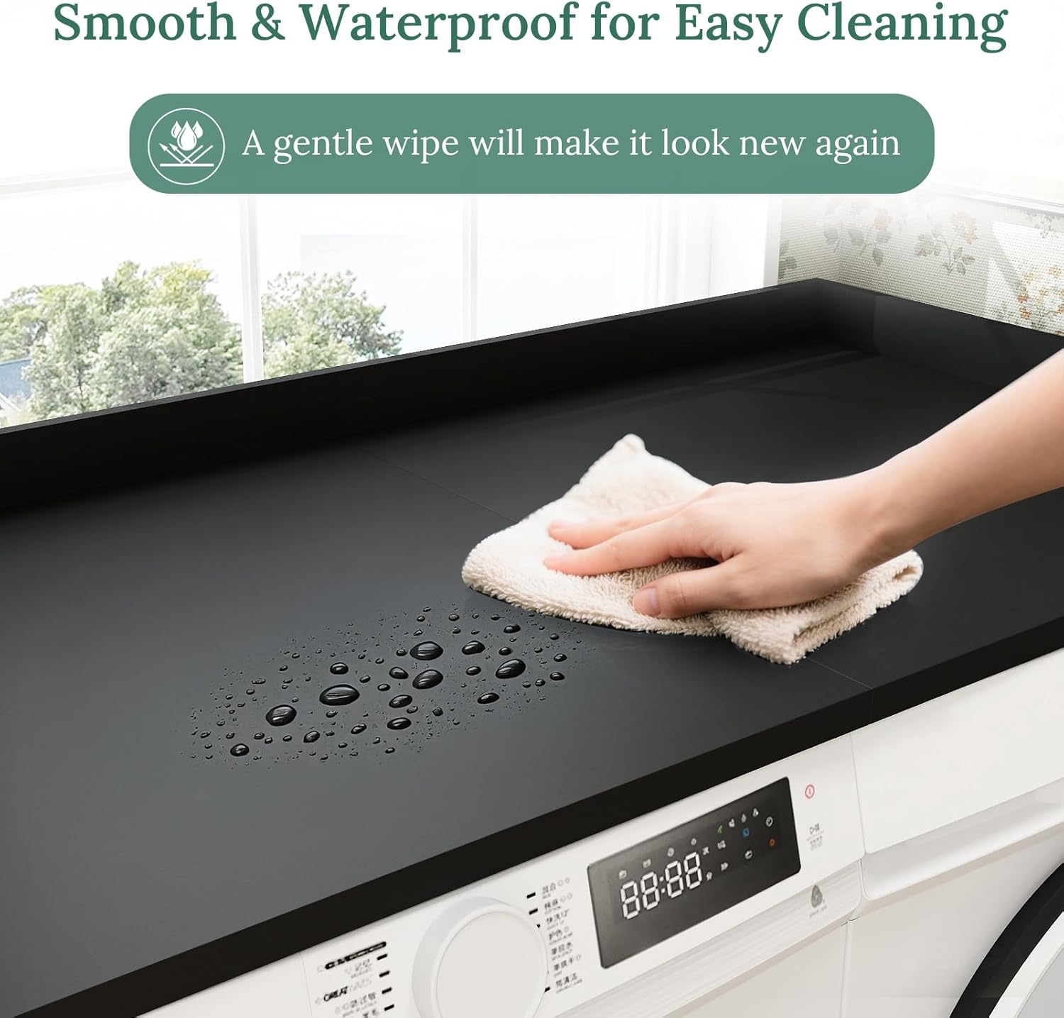 Washer Dryer Countertop 27.5" x 54" Wooden Laundry Countertop Over Washer and Dryer, Black Laundry Topper Washer and Dryer Covers for The Top Folding Clothes Room Organization