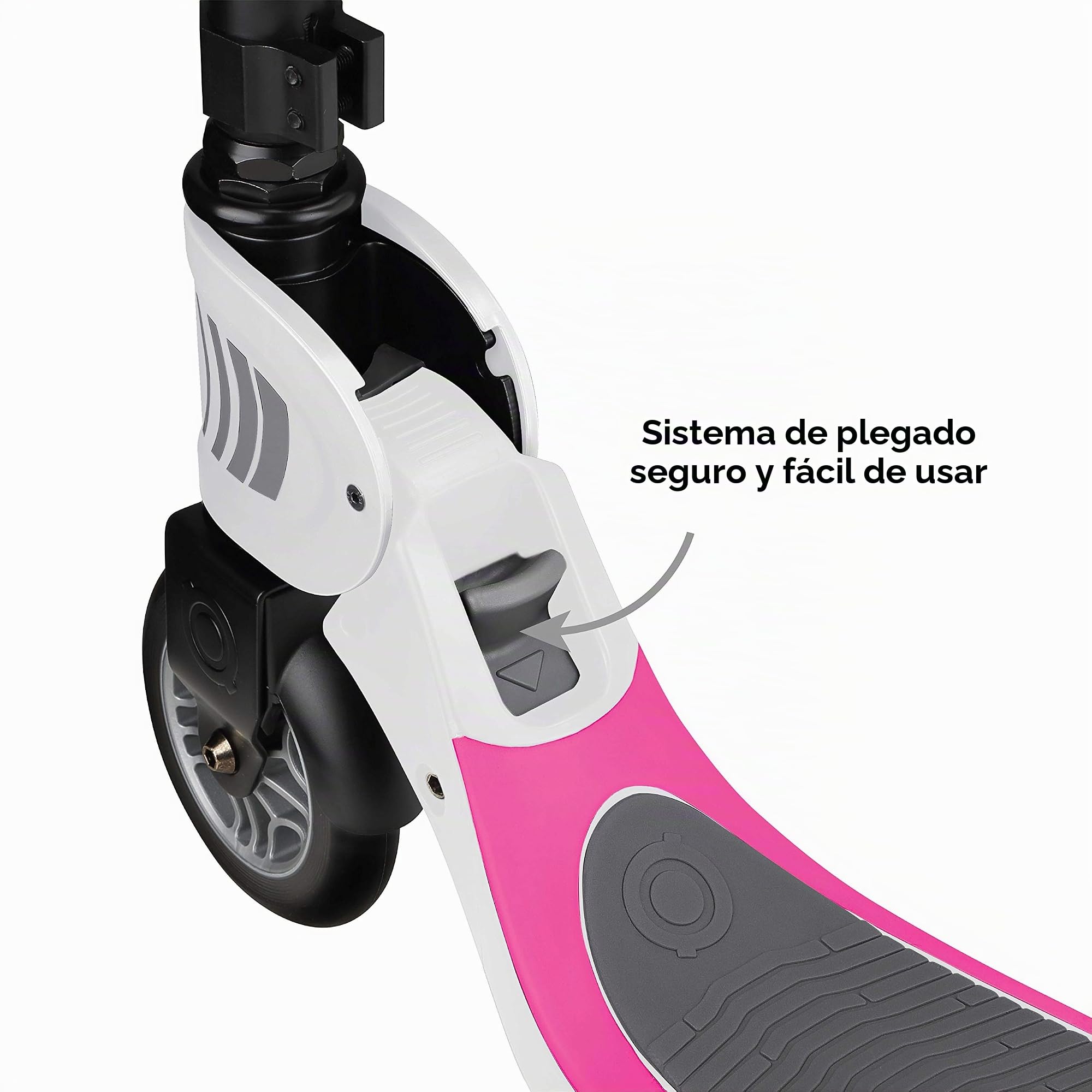 Globber - FLOW FOLDABLE 125 - Patinete plegable de 2 ruedas para niños mayores de 6 años y adolescentes , Blanco - Rosa