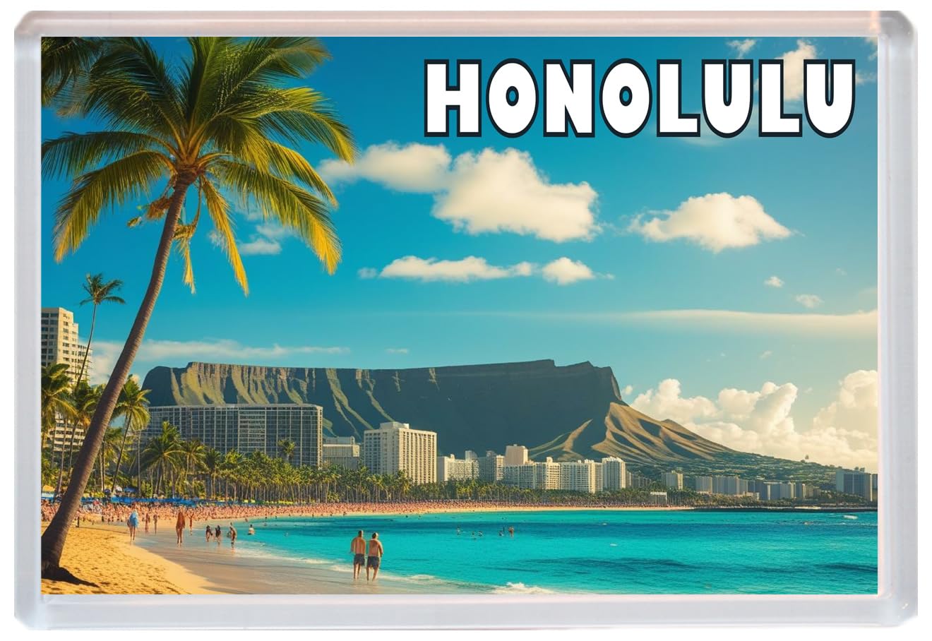 Honolulu - Hawaii - Jumbo Artistic Fridge Magnet 96 x 67mm