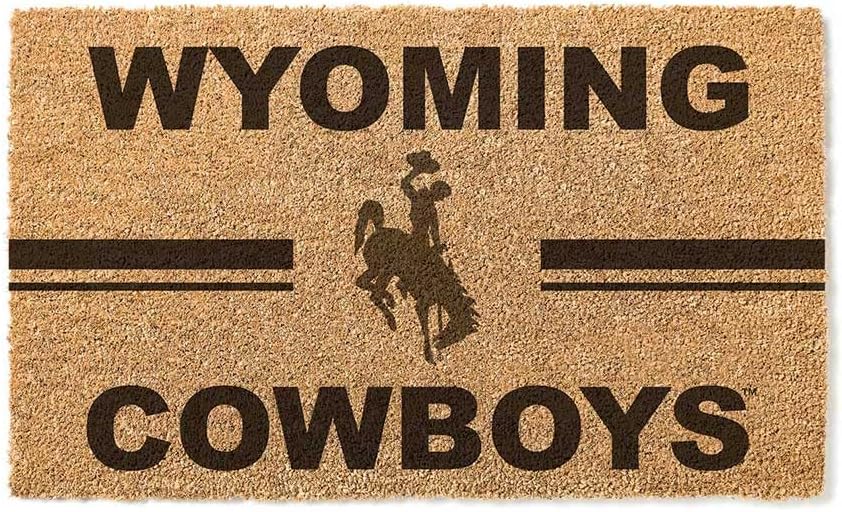 KH Sports Fan Wyoming Cowboys Team Logo Coir Doormat, 18x30 Inches, Cowboys Outdoor Rug; Display Your Team Spirit with This Unique Wyoming Cowboys Doormat