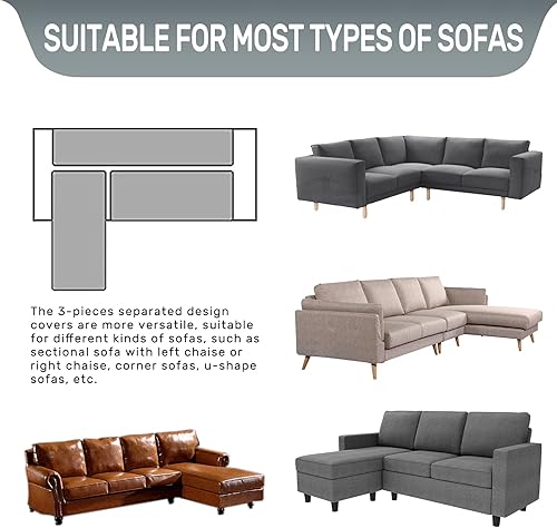 Miniatura 6 de HDCAXKJ Fundas de sofá modular para perros, 3 piezas resistentes al agua, en forma de L, juego de fundas modulares aptas para mascotas, protector de