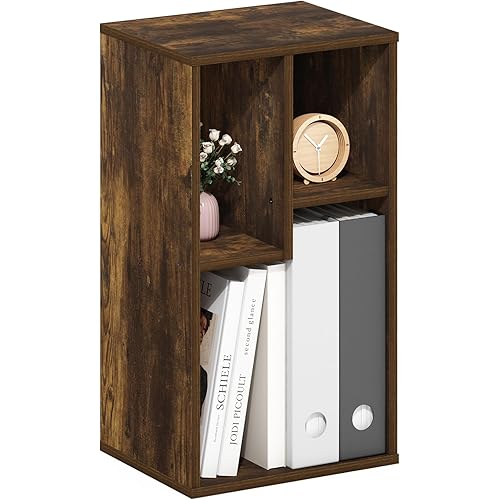 Furinno DALY Book Shelf, 3-Cube Bookshelf, Cube Storage Organizer Bookcase with Irregular Compartments, 9.4 x 11.7 x 21.3, for Living Room, Bedroom, Home Office, Amber Pine