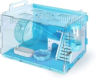 Hamster Cage, Rat Cage with Hamster Accessories Includes Hamster Wheel, Hamster Bedding, Hamster Chew Toys, Water Bottle, ...