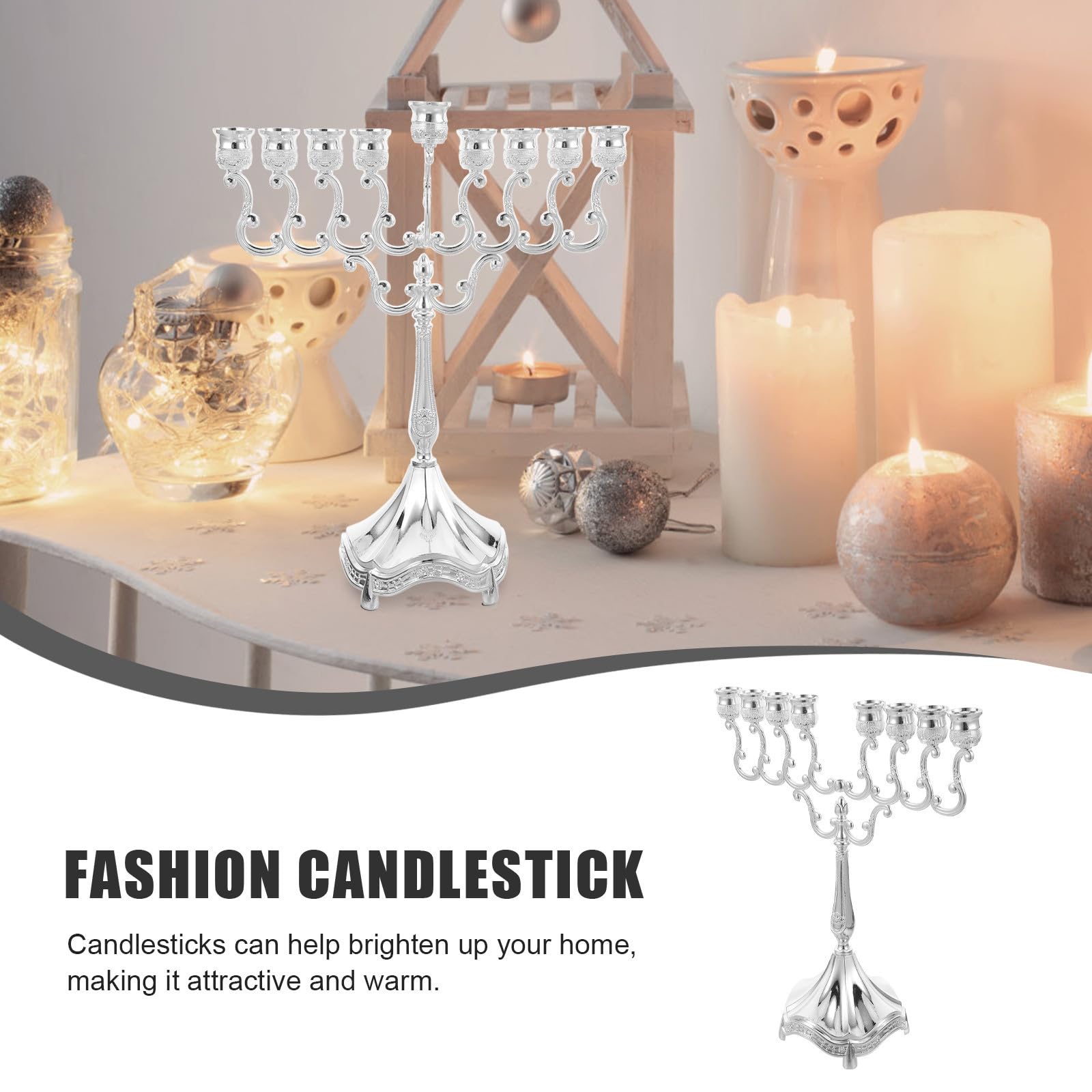 Candelabro de Aleación de 9 Brazos para Hanukkah, Mesa Decorativa