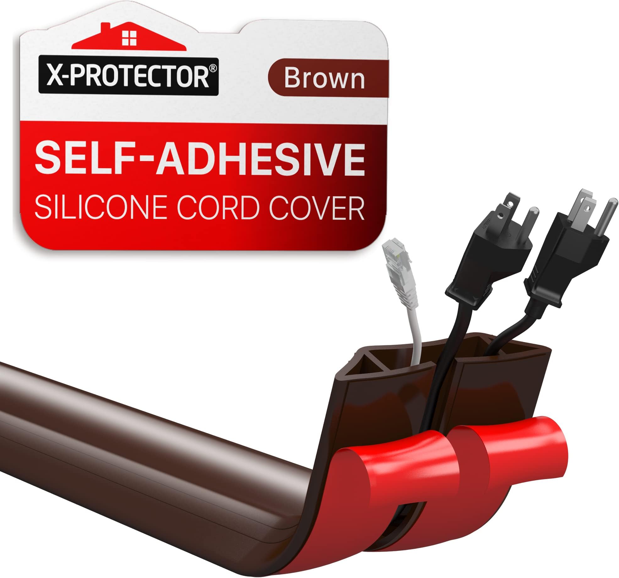 Floor Cord Cover by X-Protector – 5’ Overfloor Cord Protector | Self-Adhesive Power Cable Protector – Silicone Cord Protector – Ideal Extension Cord Cover to Protect Wires On Floor (60 in)
